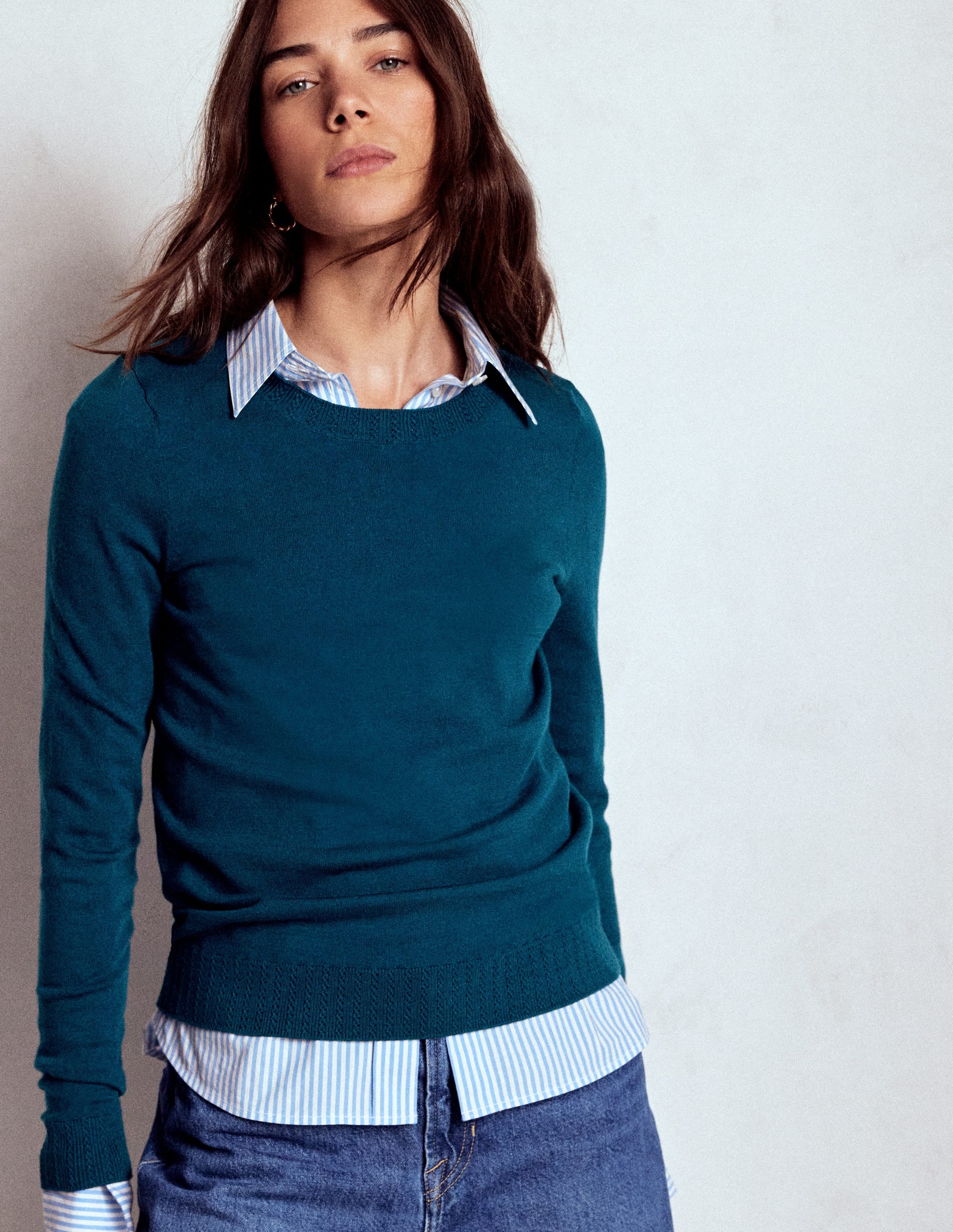 Emilia Cotton Crew Jumper-Harbour Blue - Image 2