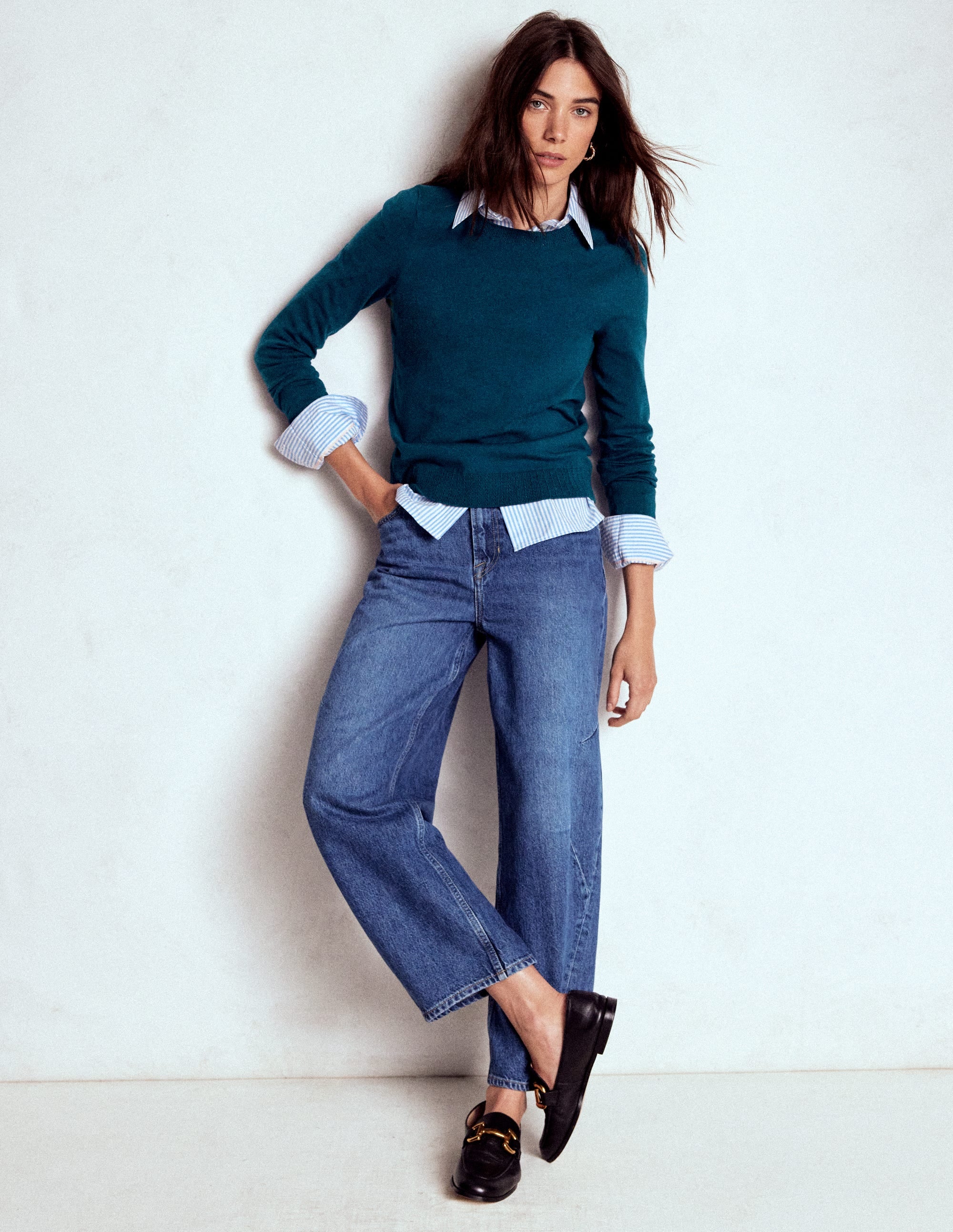 Emilia Cotton Crew Jumper-Harbour Blue - Image 4