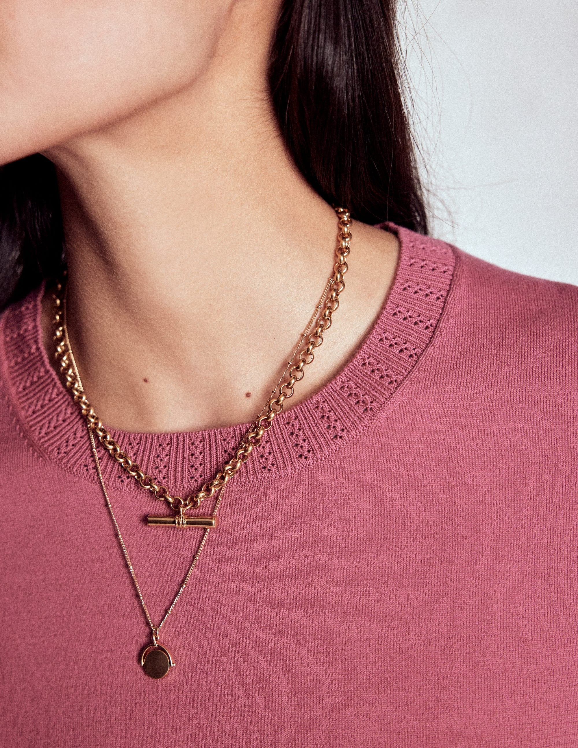 Emilia Cotton Crew Jumper-Pink Heather - Image 2
