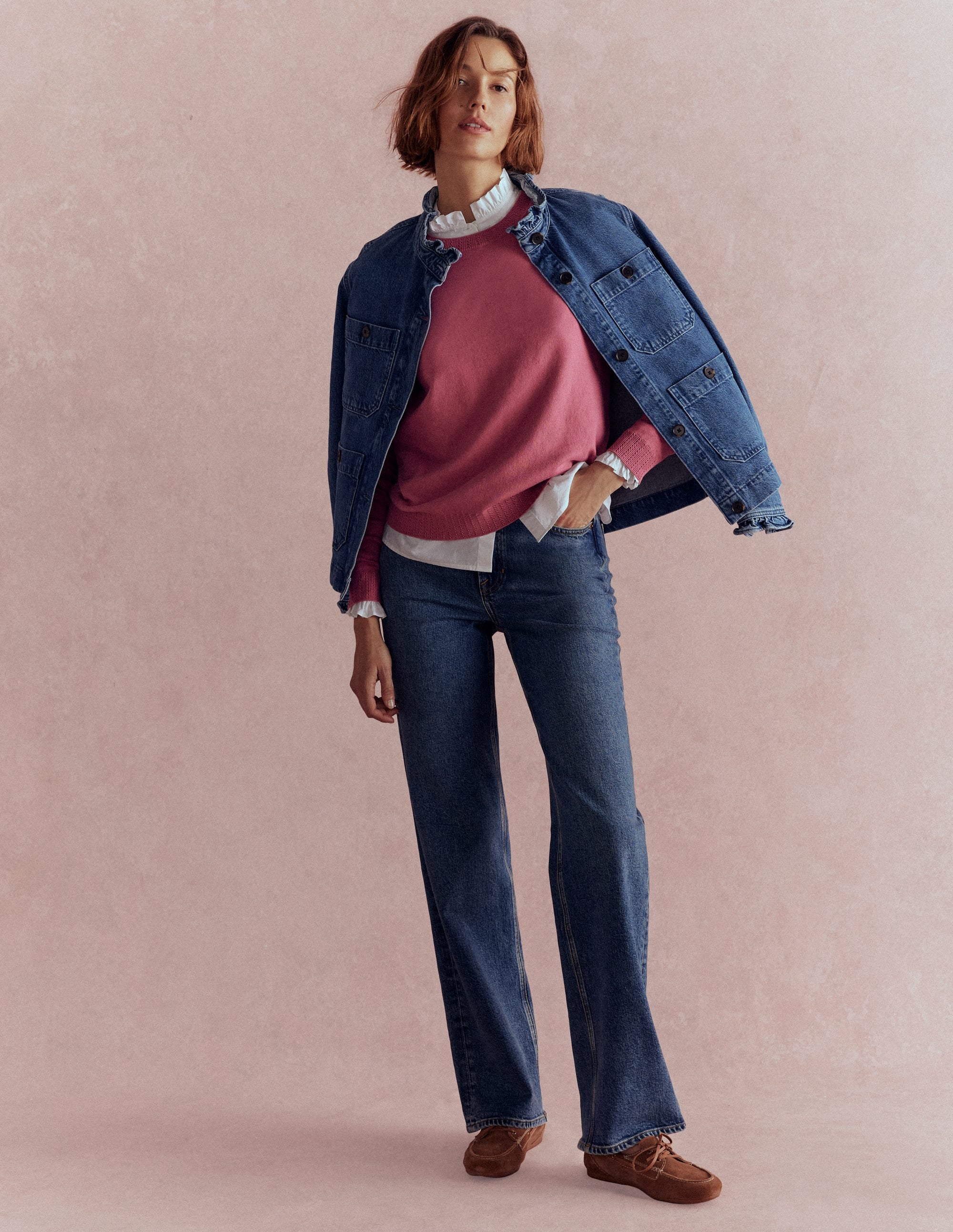 Emilia Cotton Crew Jumper-Pink Heather - Image 5