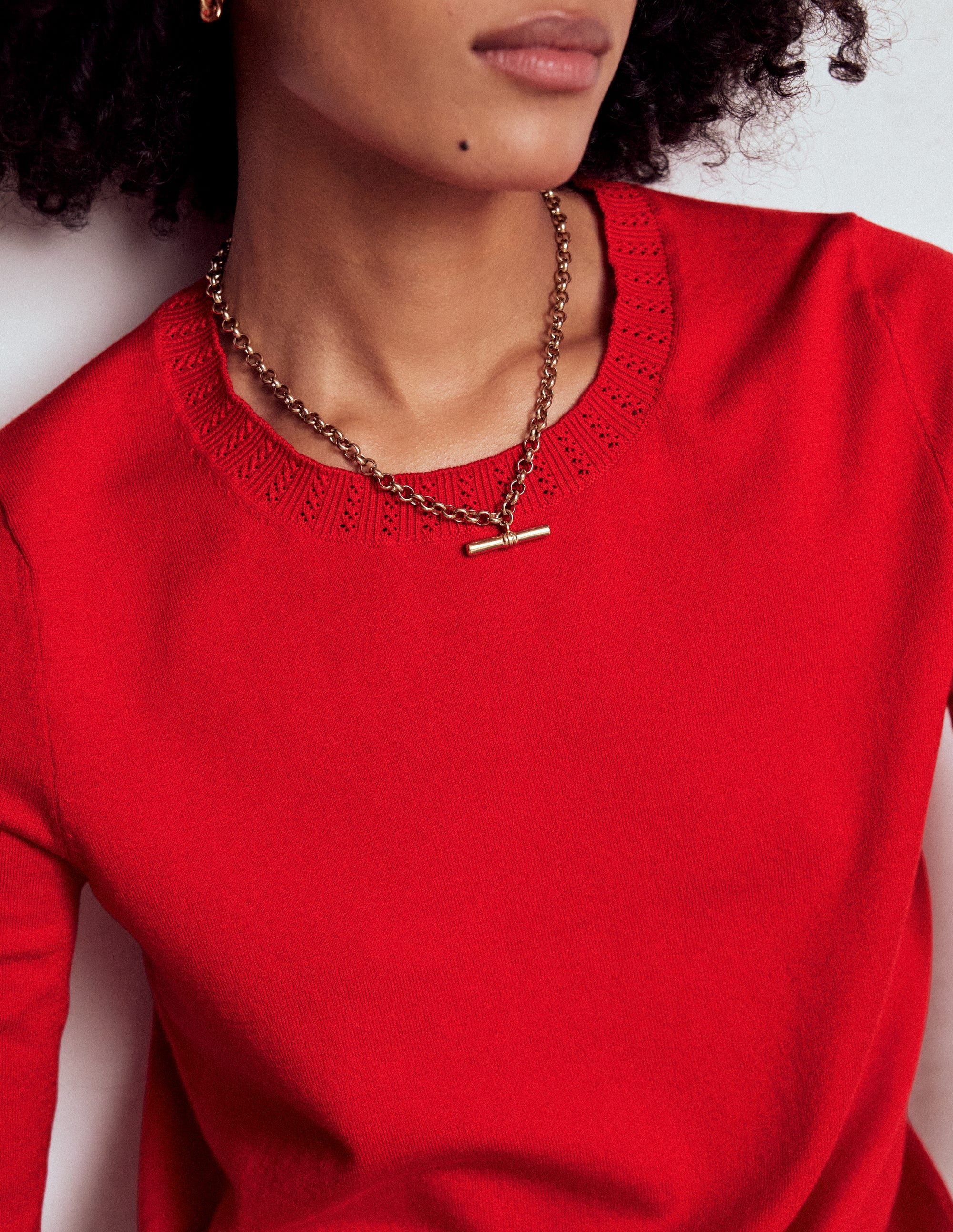 Emilia Cotton Crew Jumper-Poppy Red - Image 2