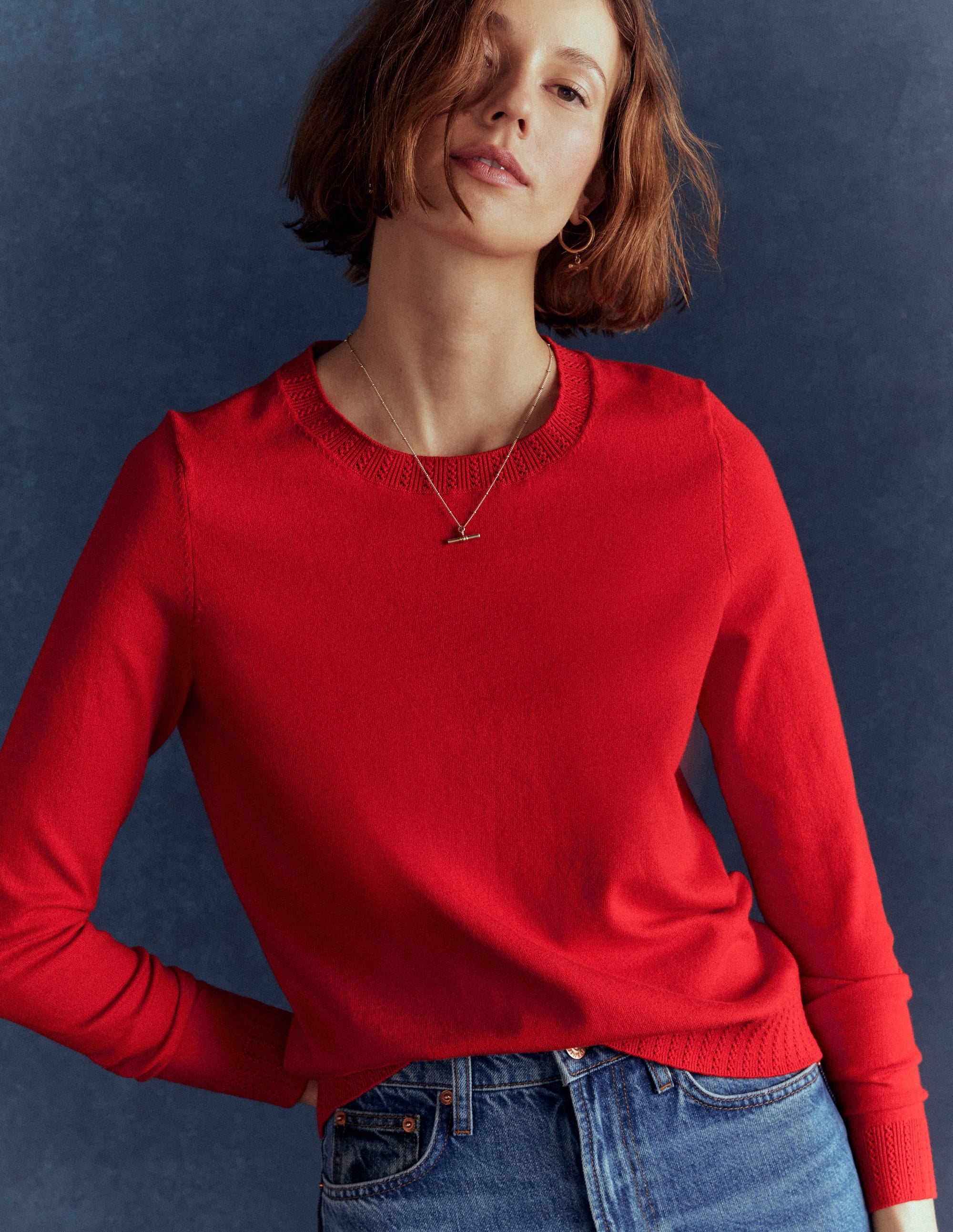 Emilia Cotton Crew Jumper-Poppy Red - Image 6