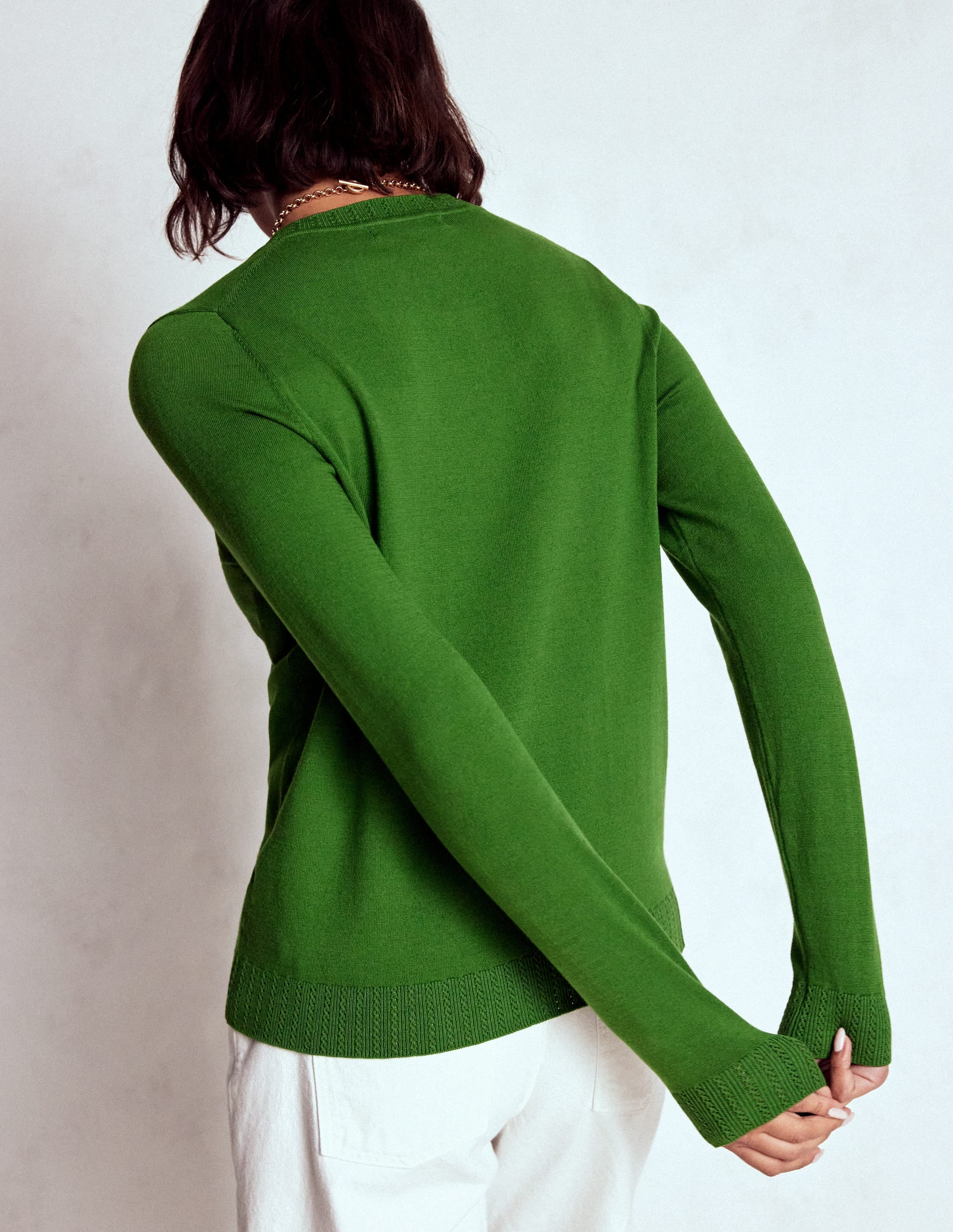 Emilia Cotton Crew Jumper-Promenade Green - Image 3