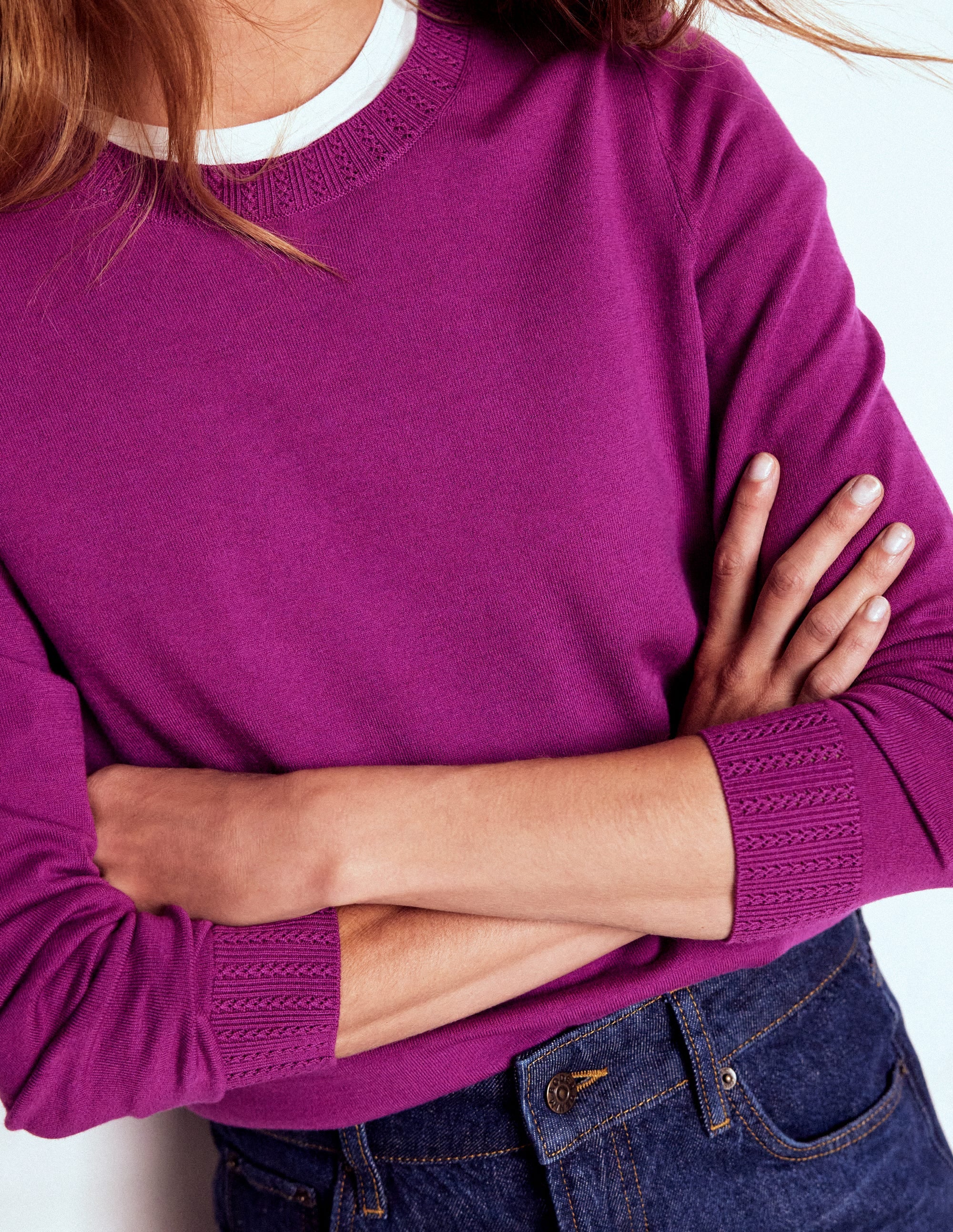 Emilia Cotton Crew Jumper-Regal Purple - Image 2