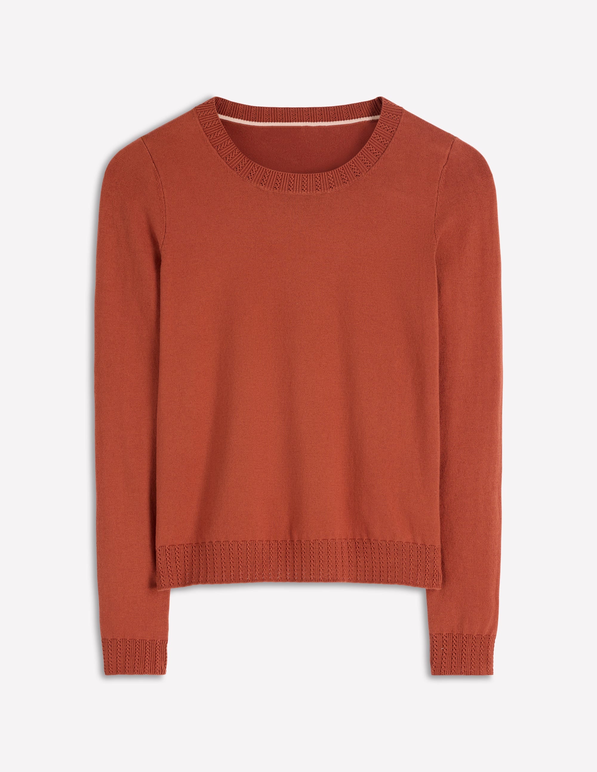 Emilia Cotton Crew Jumper-Roasted Chestnut Brown - Image 5