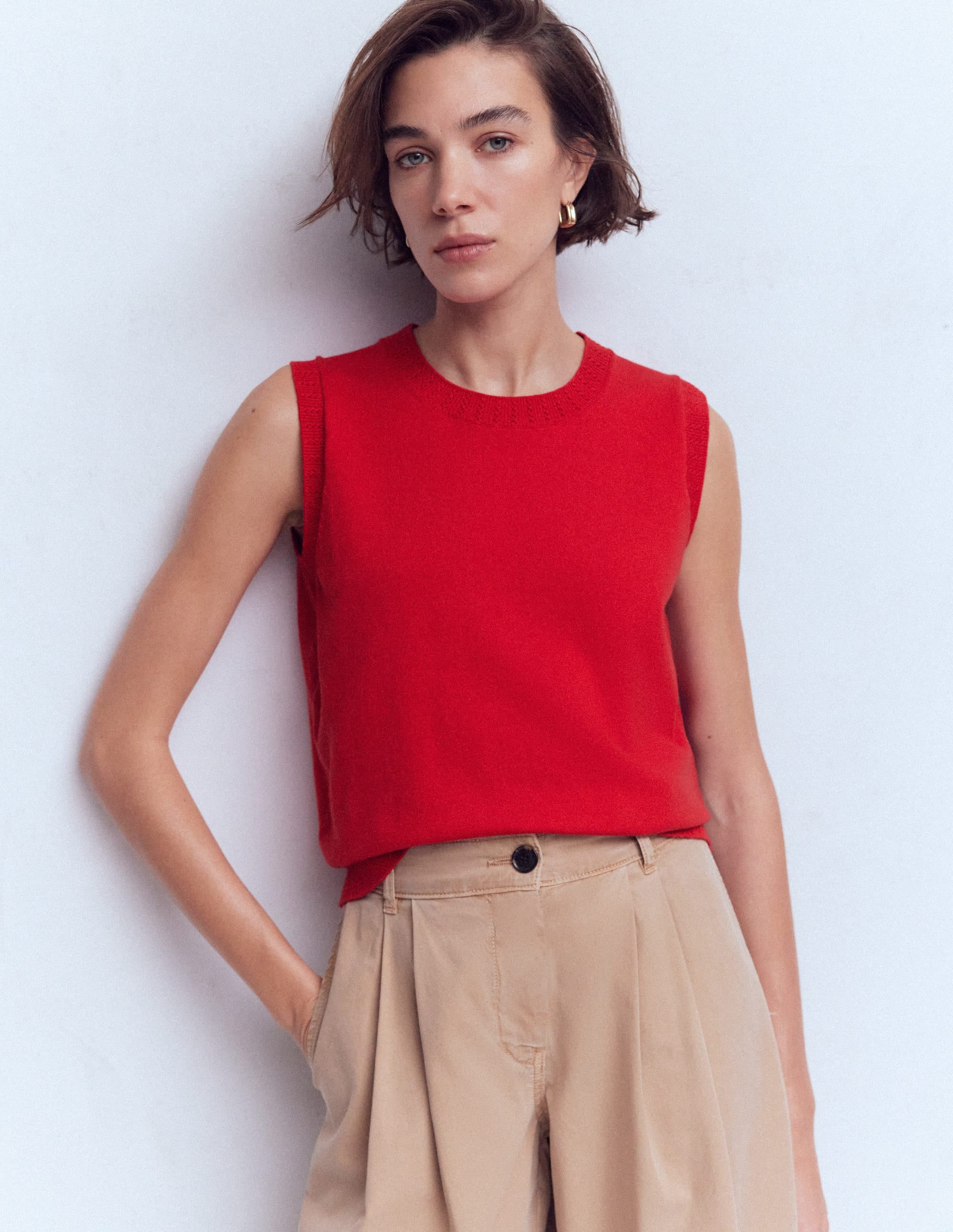 Emilia Cotton Crew Neck Tank-Merida Red - Image 4