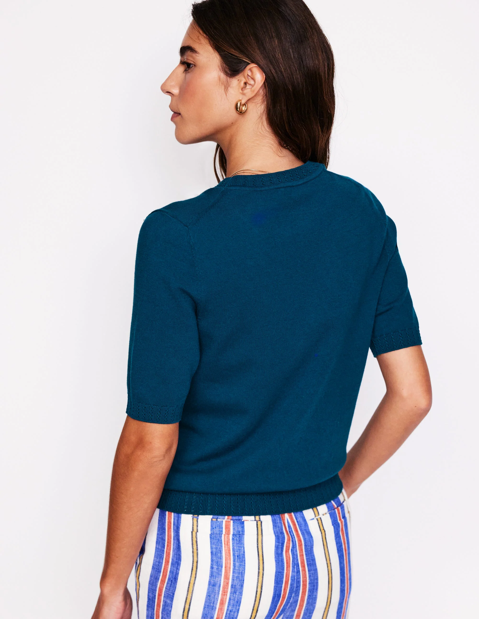 Emilia Cotton Crew T-shirt-Harbour Blue - Image 3