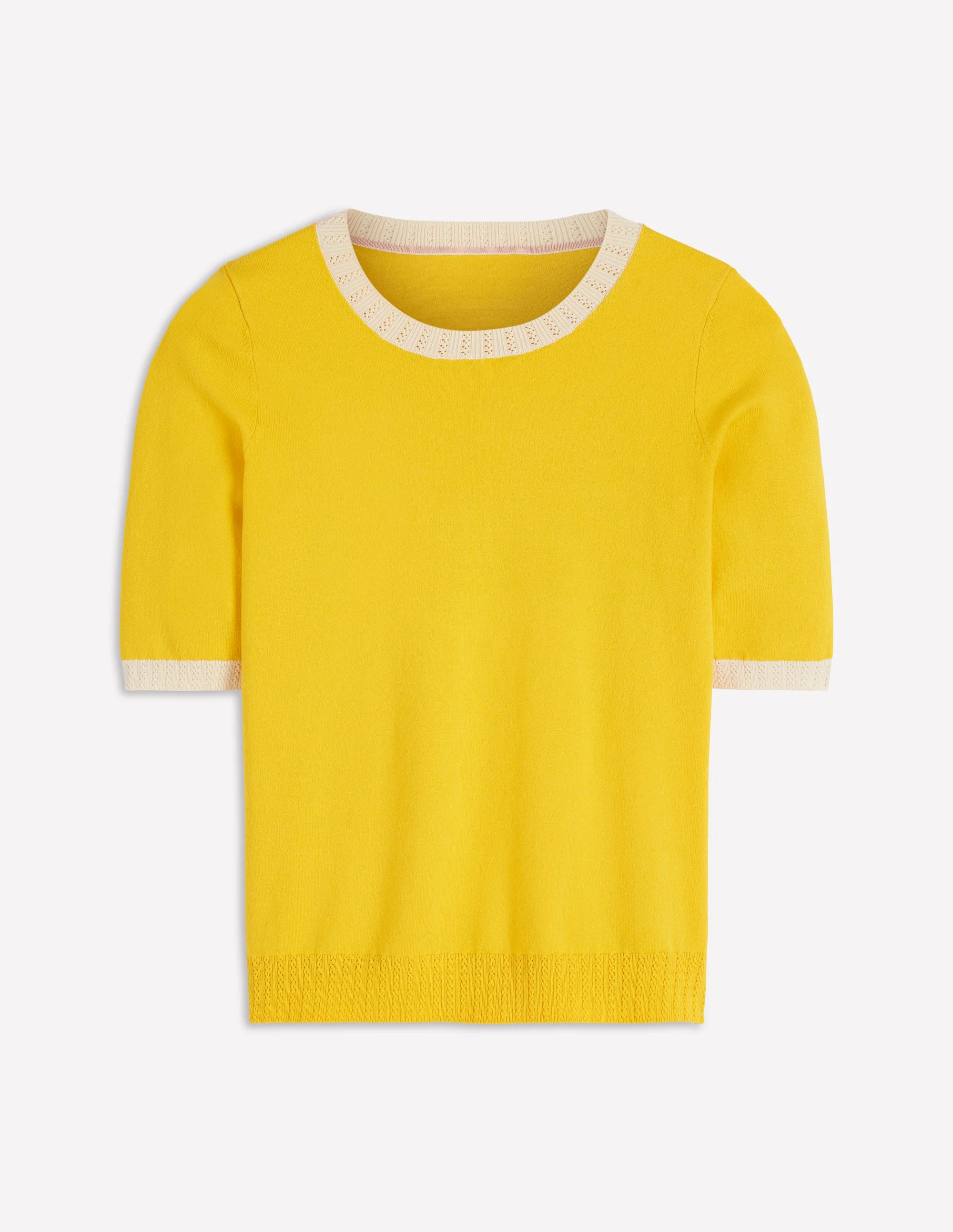 Emilia Cotton Crew T-shirt-Pineapple Yellow, Ivory - Image 5