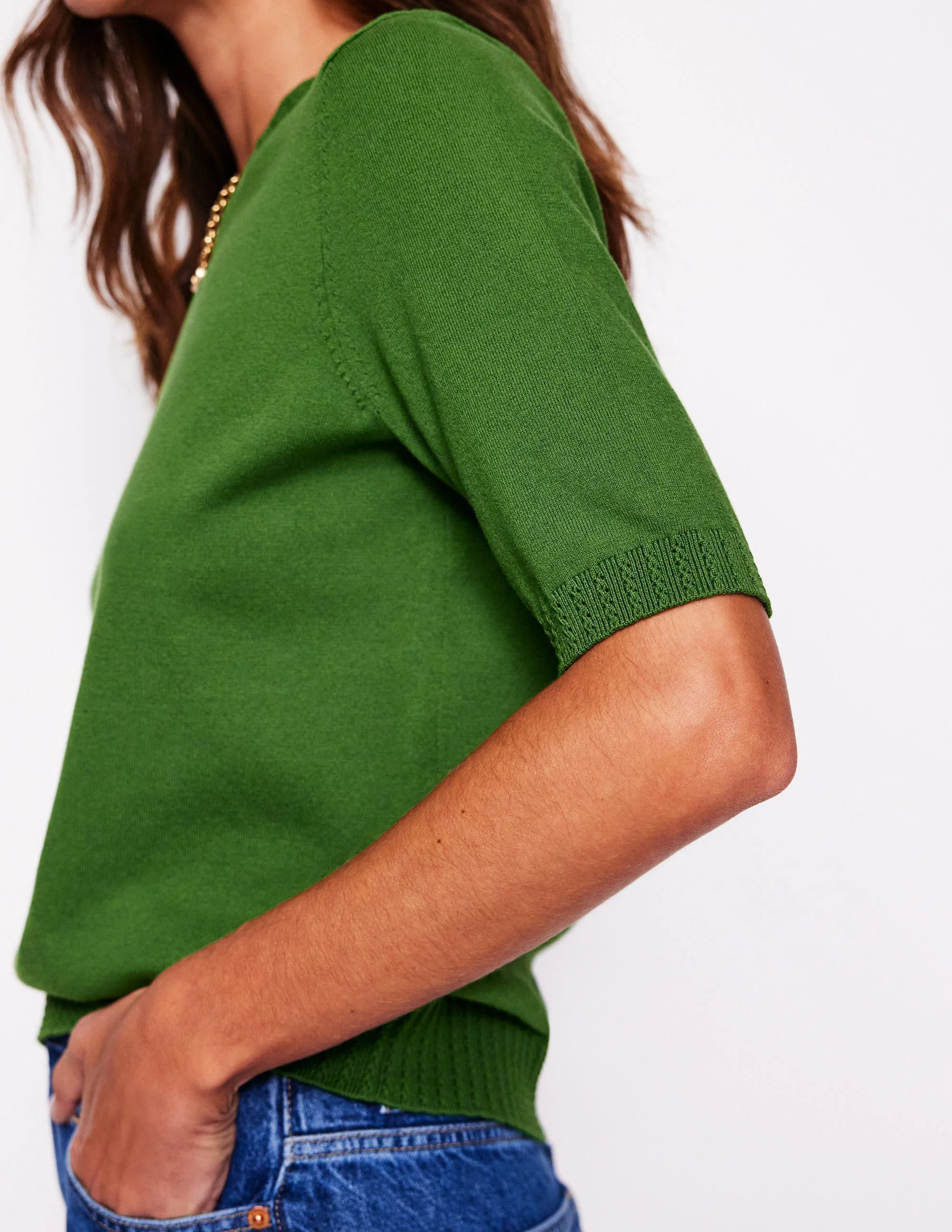Emilia Cotton Crew T-shirt-Promenade Green - Image 3