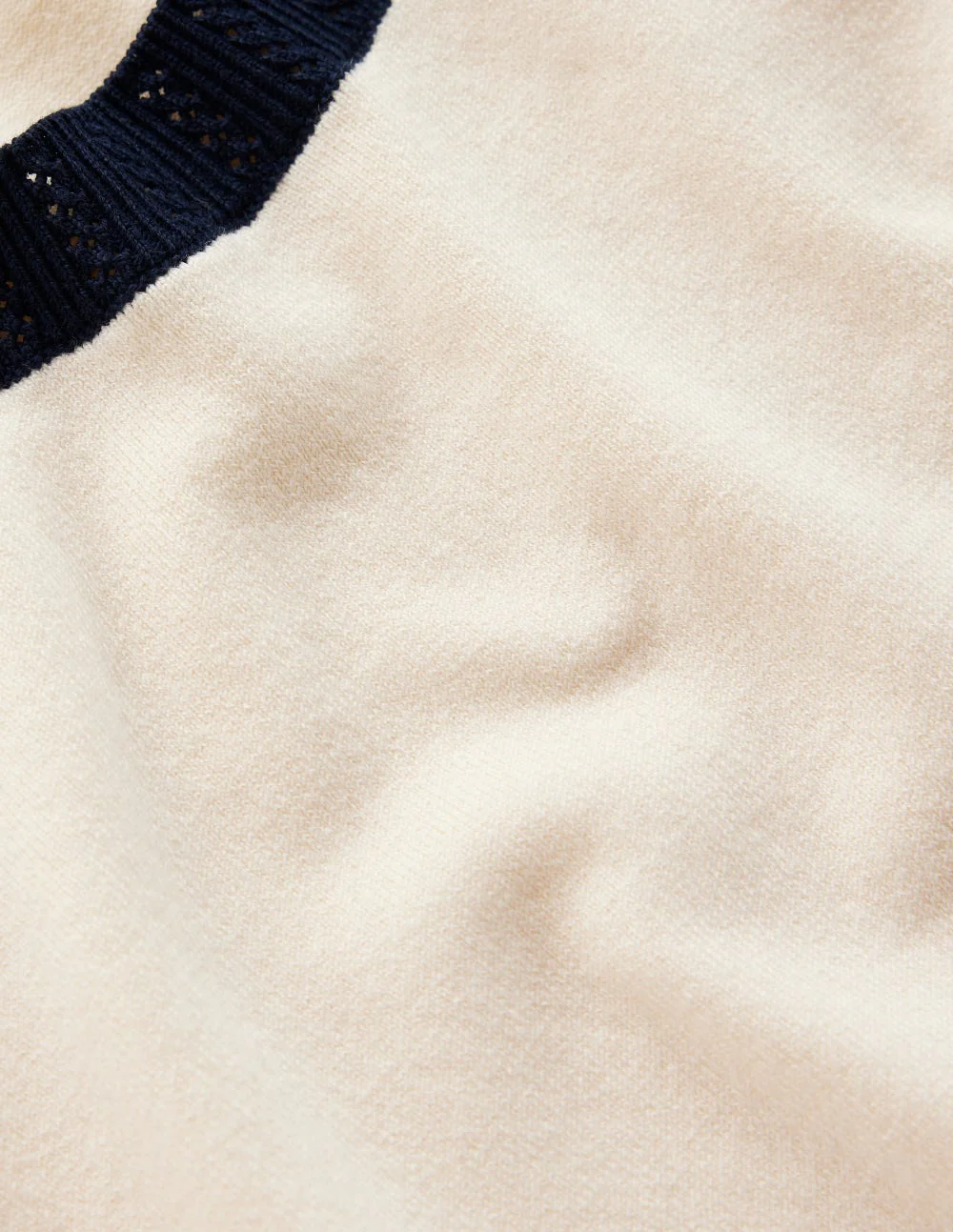 Emilia Cotton Crew T-shirt-Warm Ivory, Navy - Image 6