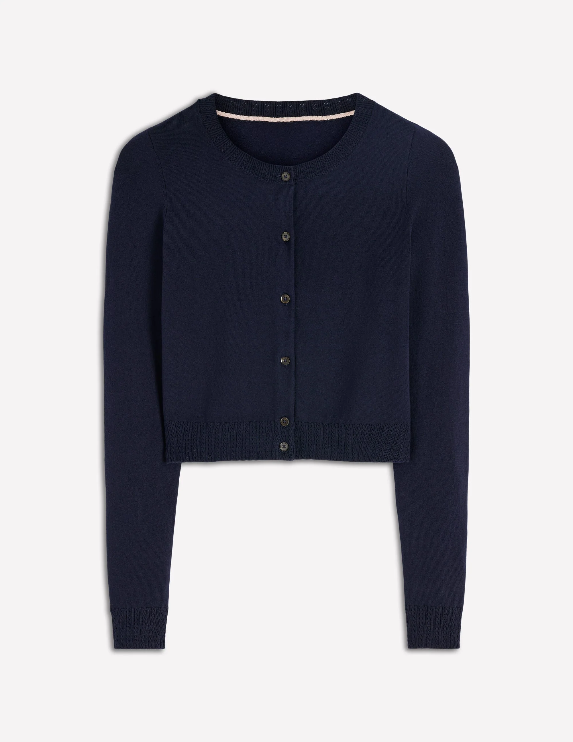 Emilia Cotton Cropped Cardigan-Navy - Image 6