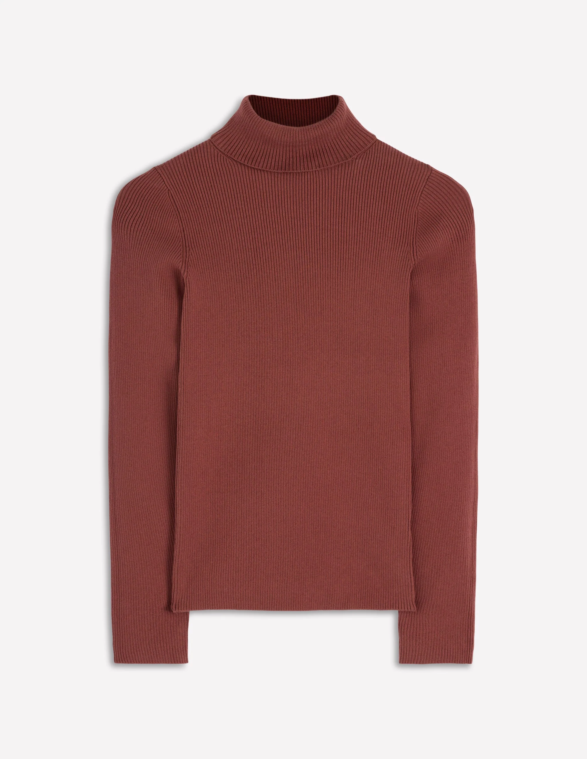 Emilia Cotton Roll Neck Jumper-Hot Chocolate Brown - Image 5