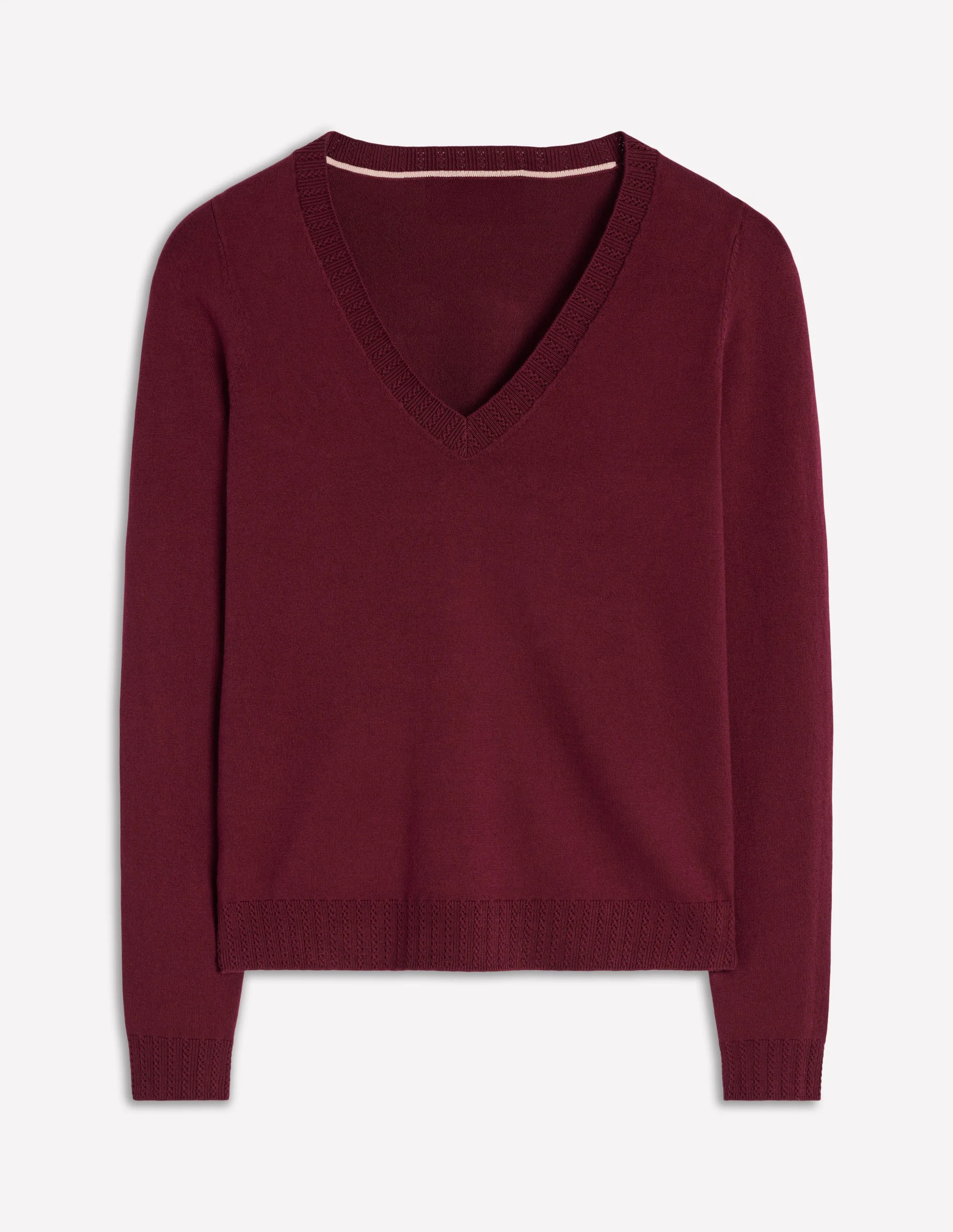 Emilia Cotton V-Neck Jumper-Deep Wisteria - Image 7