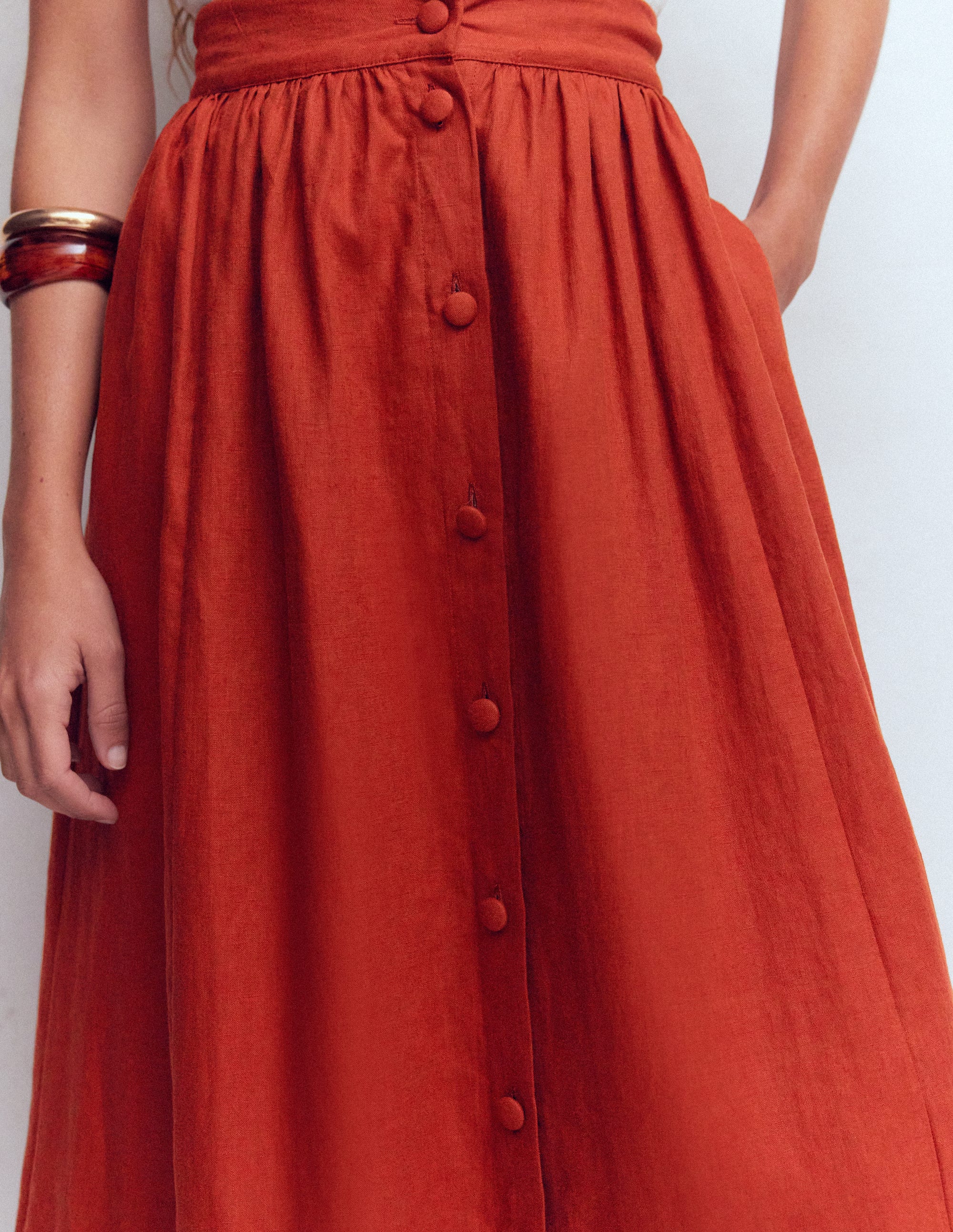 Emma Linen Skirt-Burnt Orange - Image 2