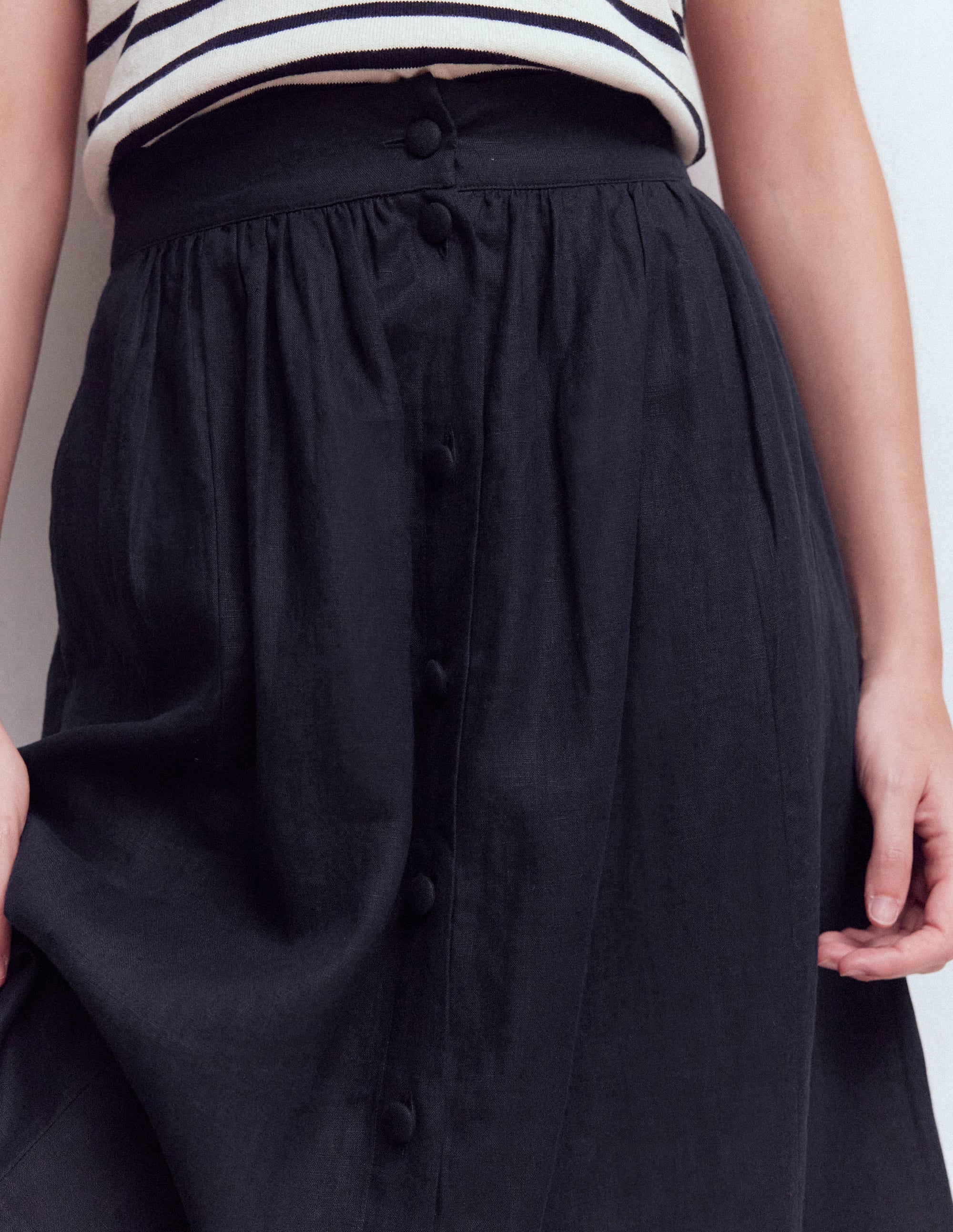 Emma Linen Skirt-Navy - Image 2