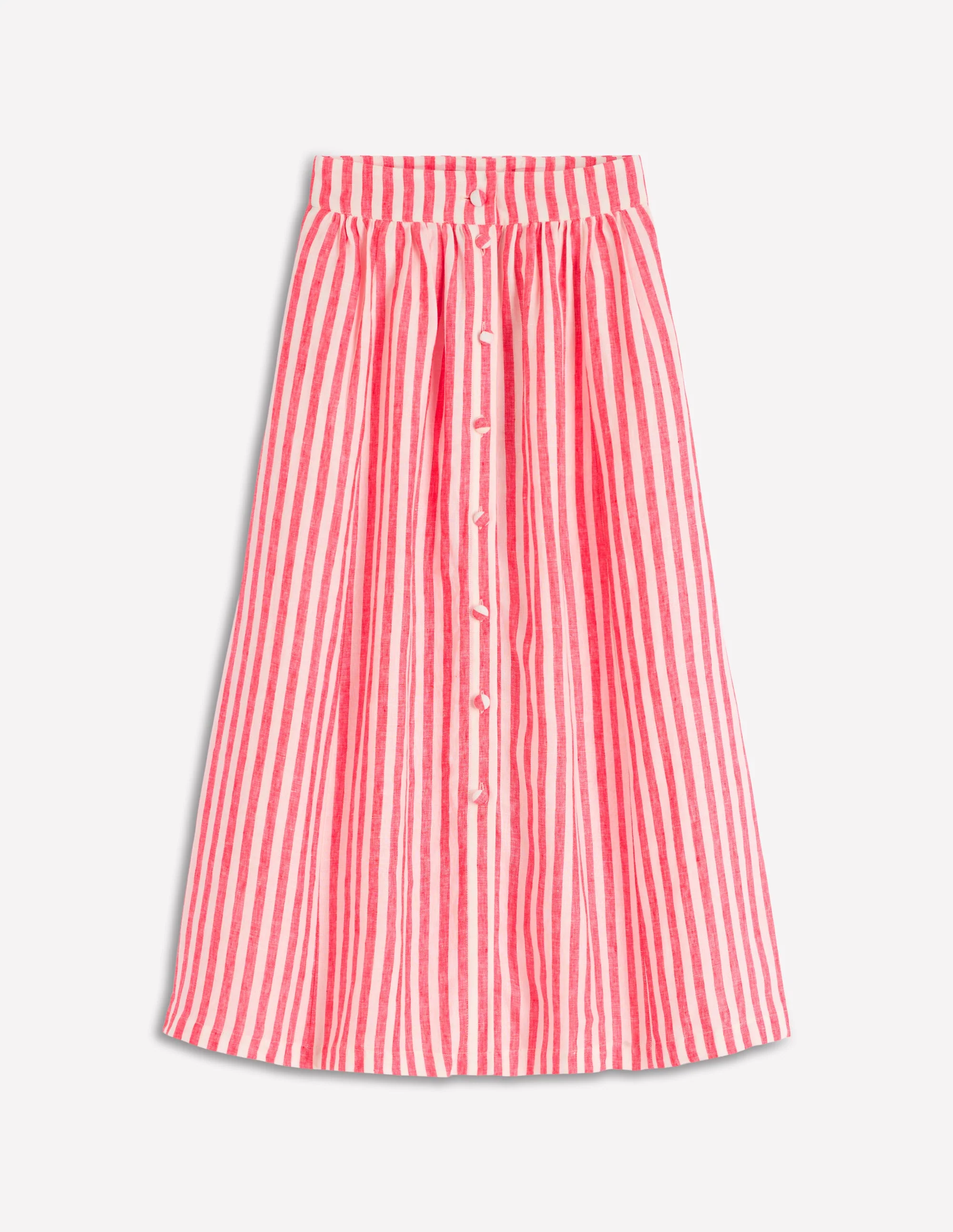 Emma Linen Skirt-Poppy Red and Ivory Stripe - Image 6