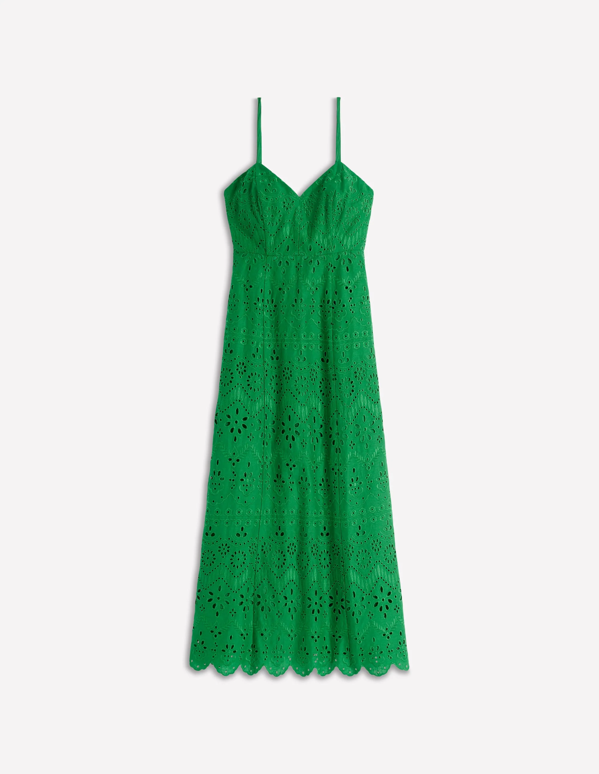 Empire Linen Broderie Dress-Rich Emerald Broderie - Image 6