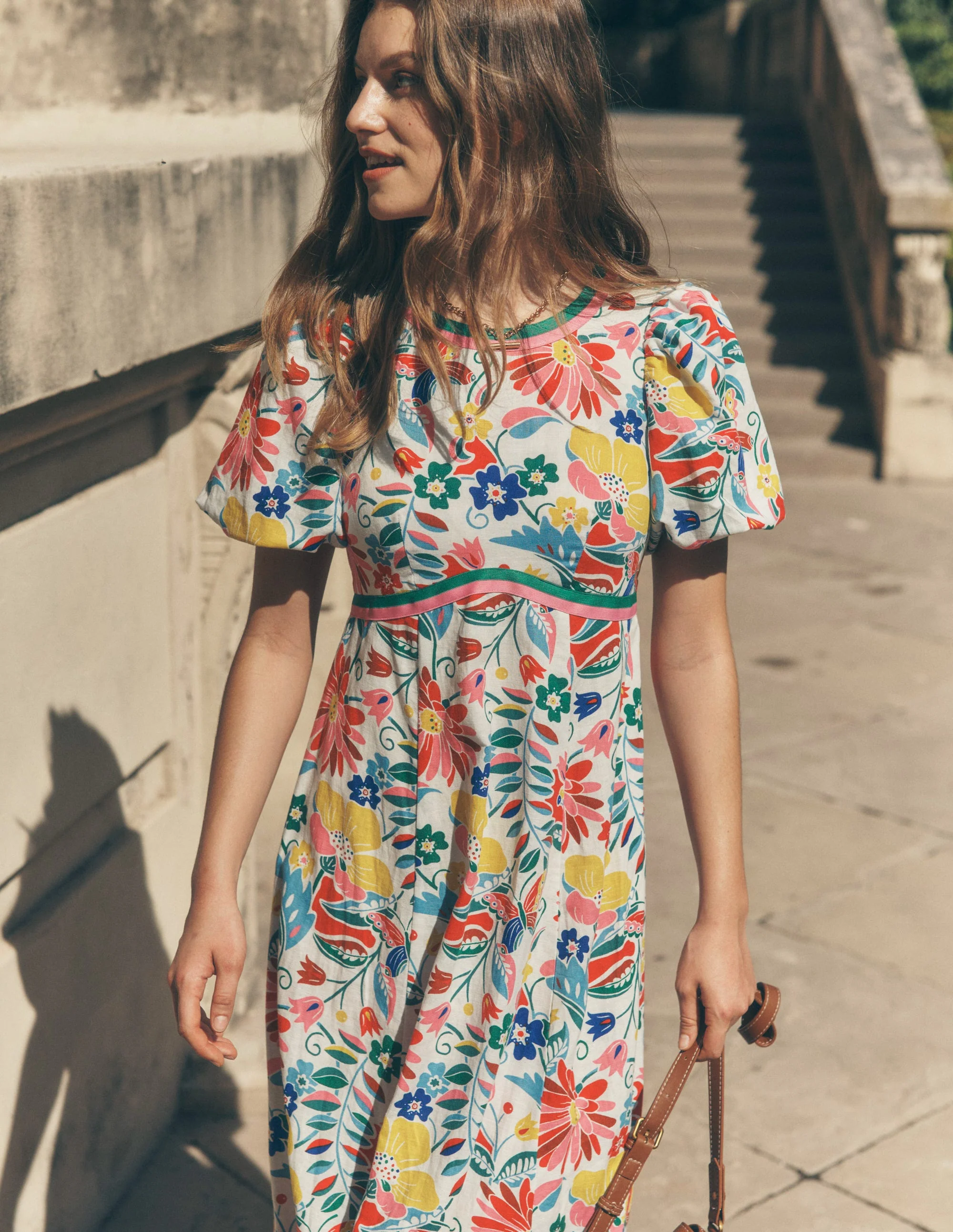 Empire Linen Tea Dress-Multi, Wildflower Trail - Image 6