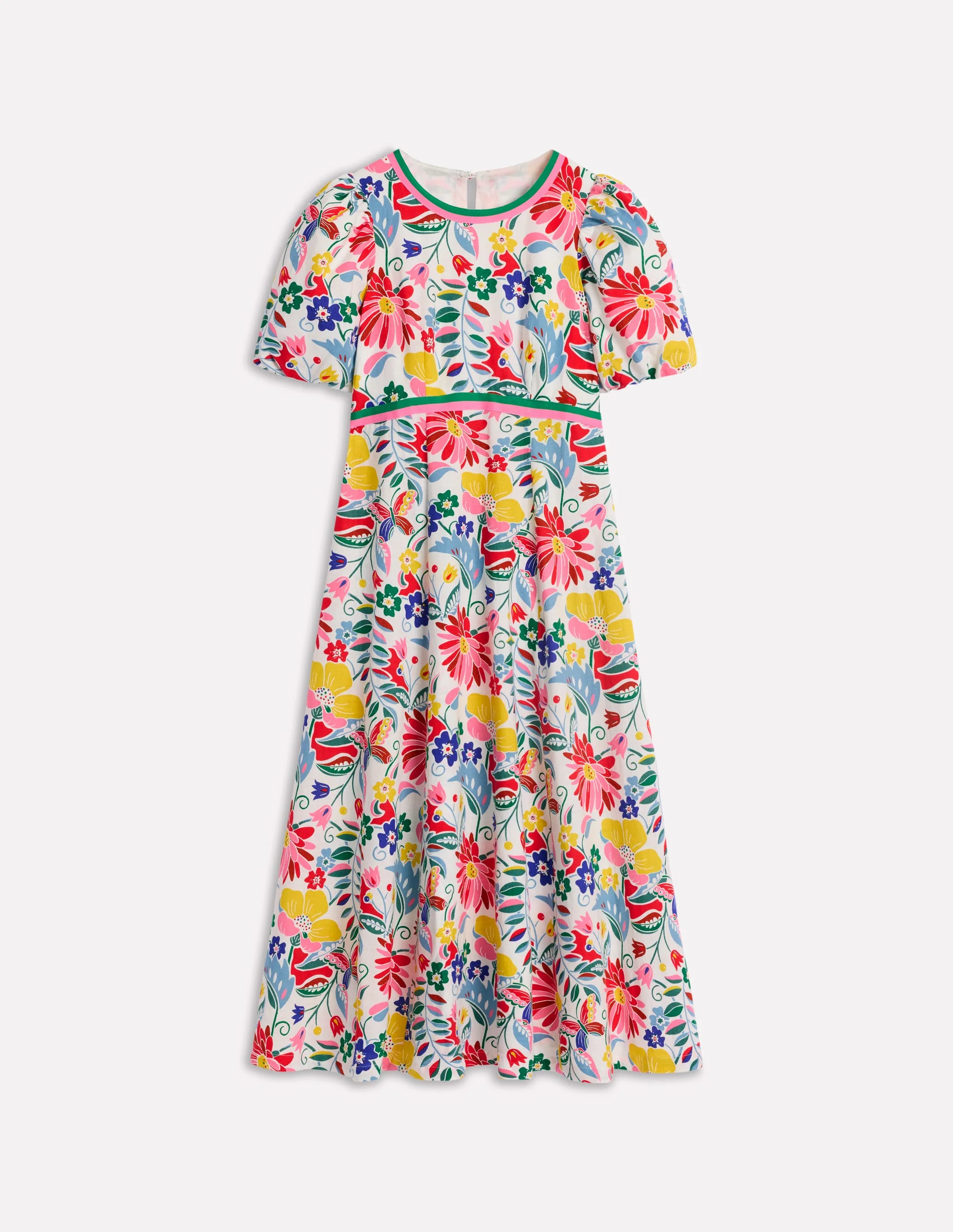 Empire Linen Tea Dress-Multi, Wildflower Trail - Image 7
