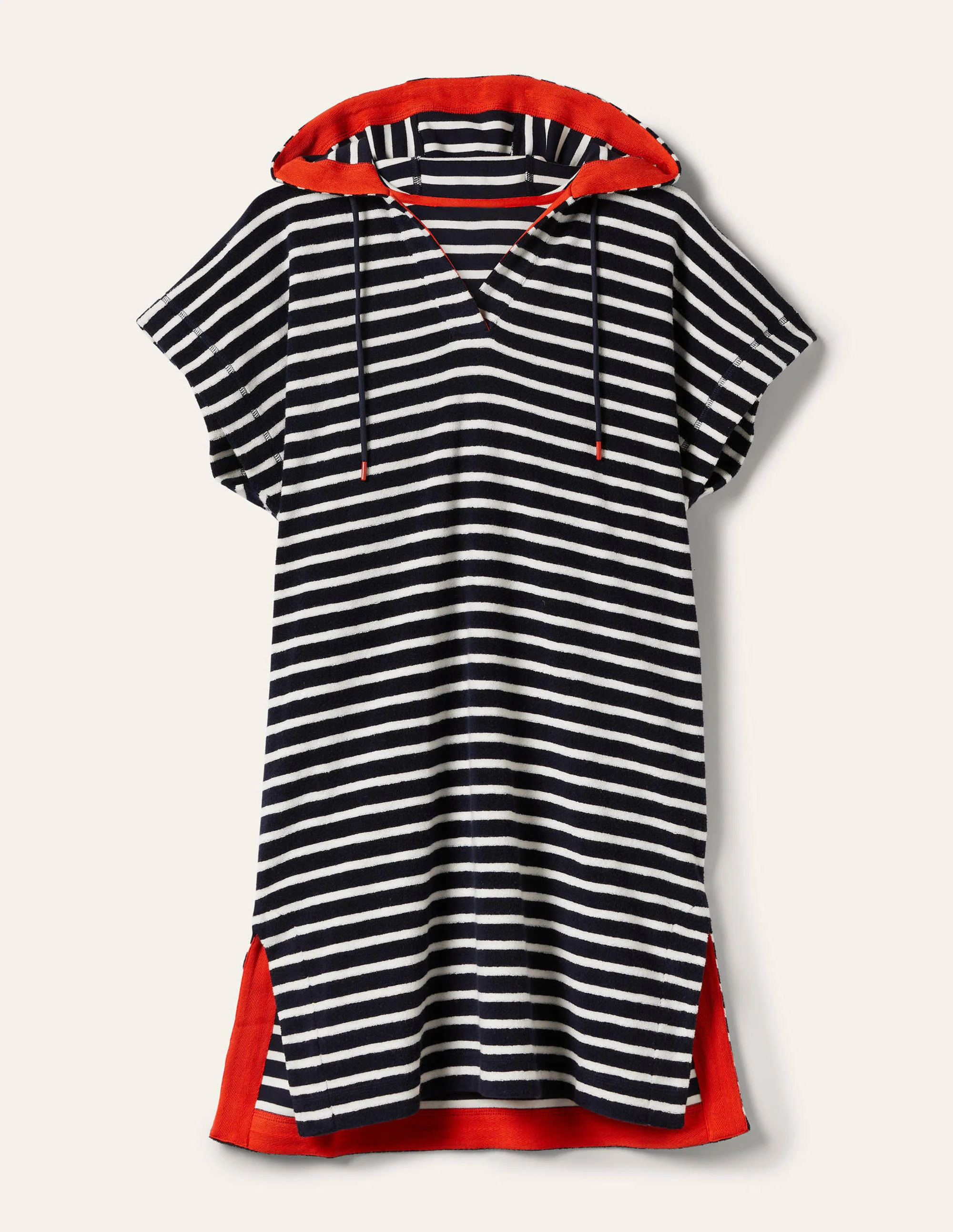Erica Hooded Towelling Dress-French Navy and Ivory Stripe - Image 5