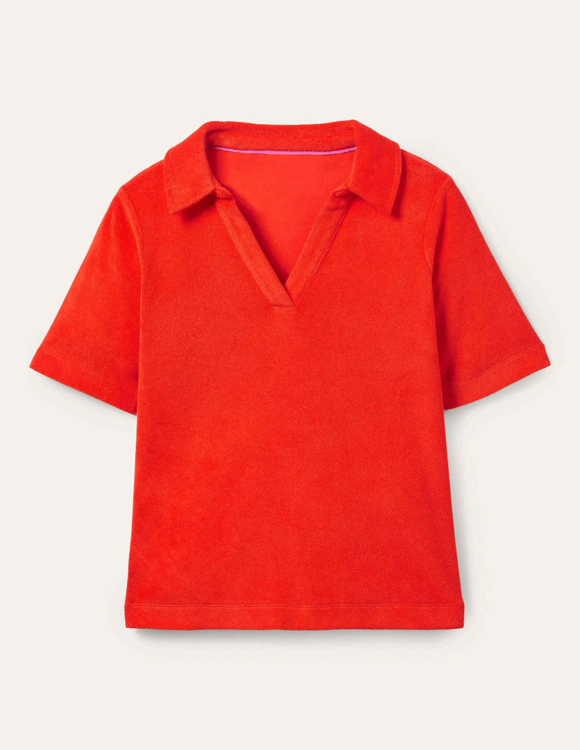 Erica Towelling Polo Top-Bright Papaya - Image 7