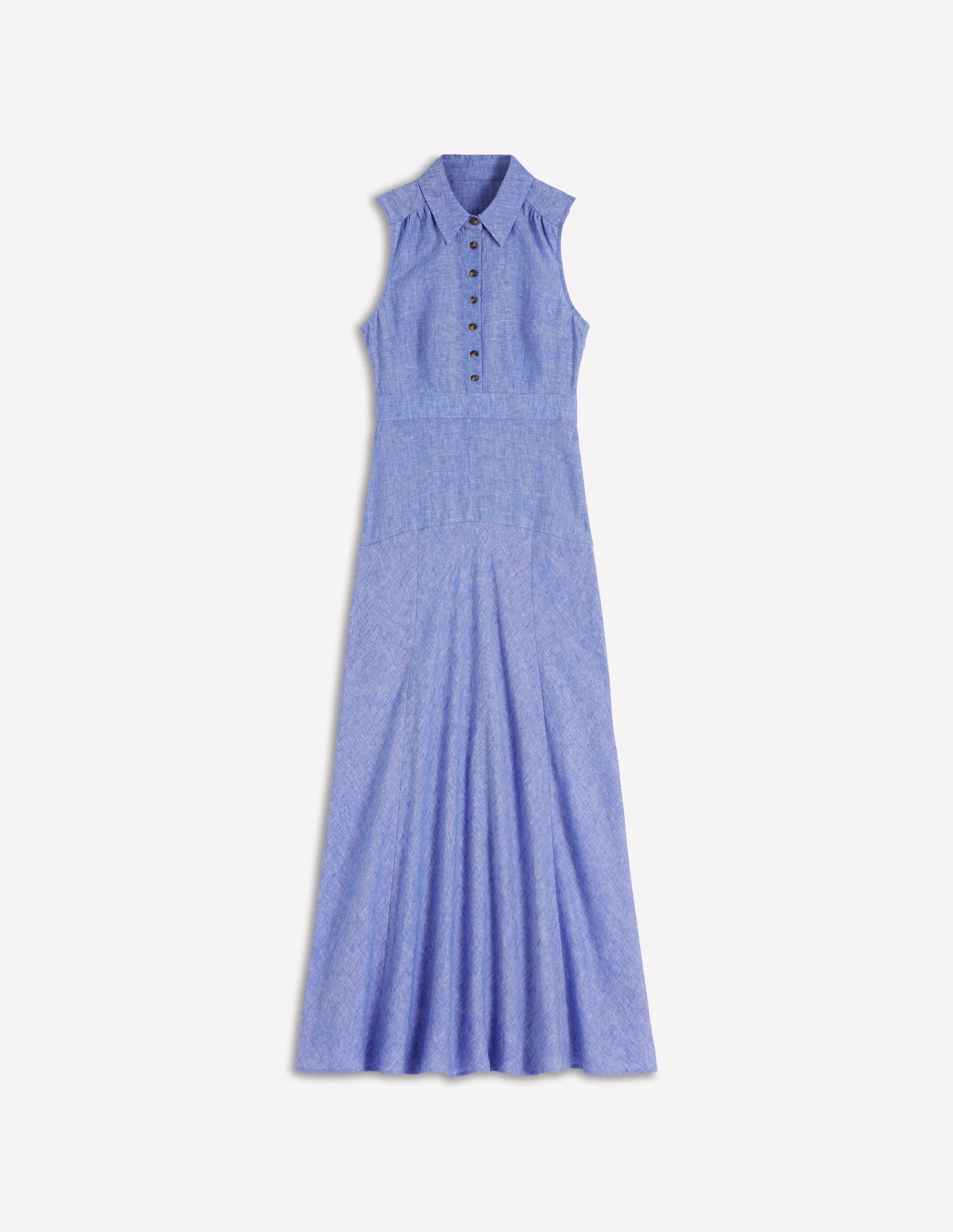Erma Drop Waist Linen Dress-Chambray - Image 4