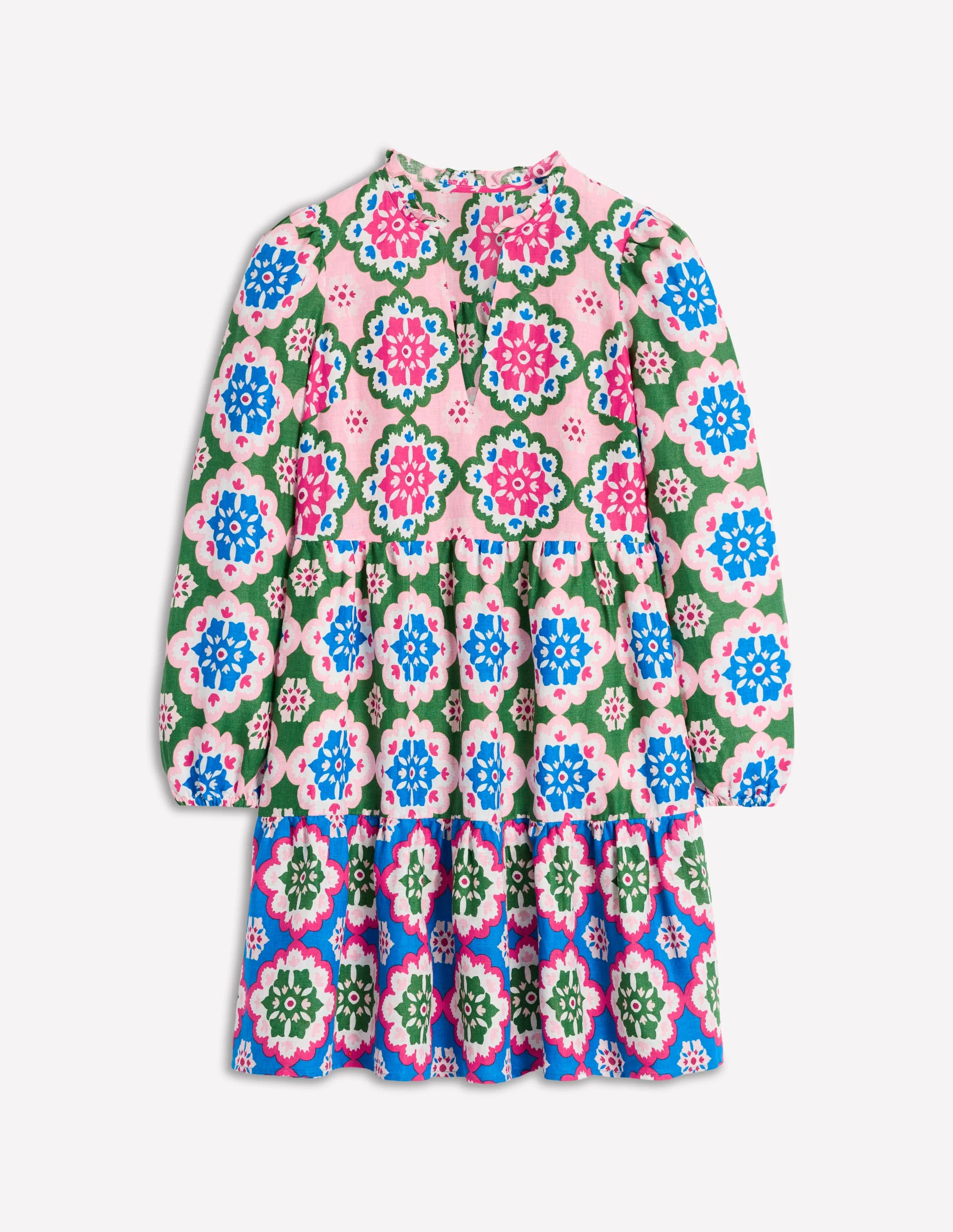 Esme Linen Mini Dress-Multi, Bloom Geo - Image 6