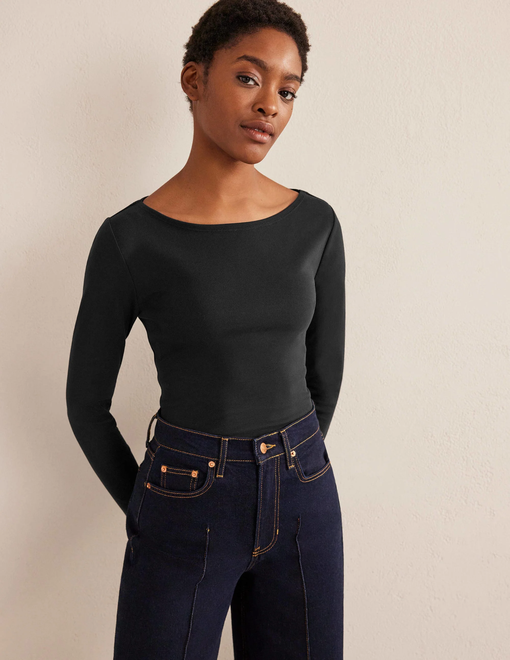 Essential Boatneck Top-Black