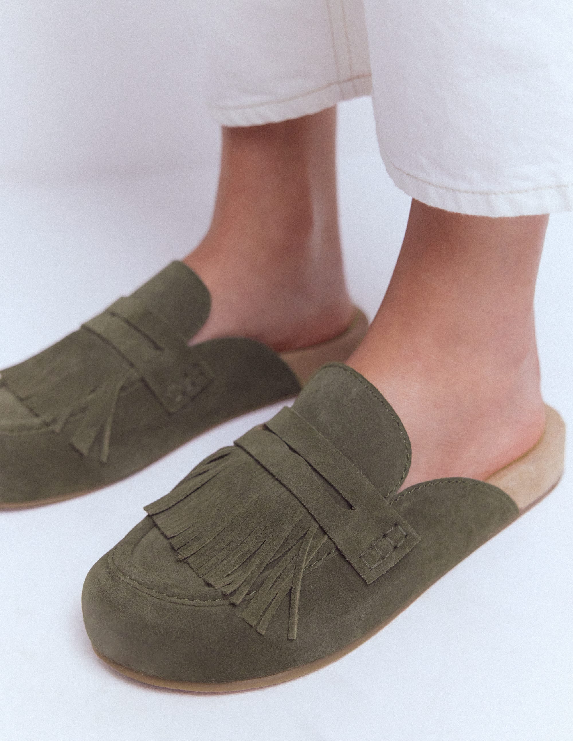 Etta Ghillie Mule Clogs-Deep Olive - Image 3