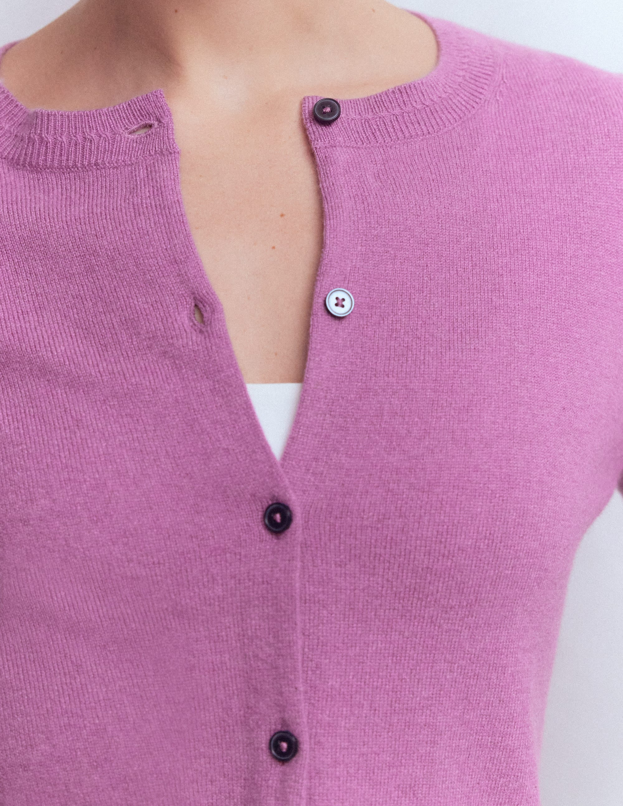 Eva Cashmere Crew Cardigan-Clover Purple - Image 2
