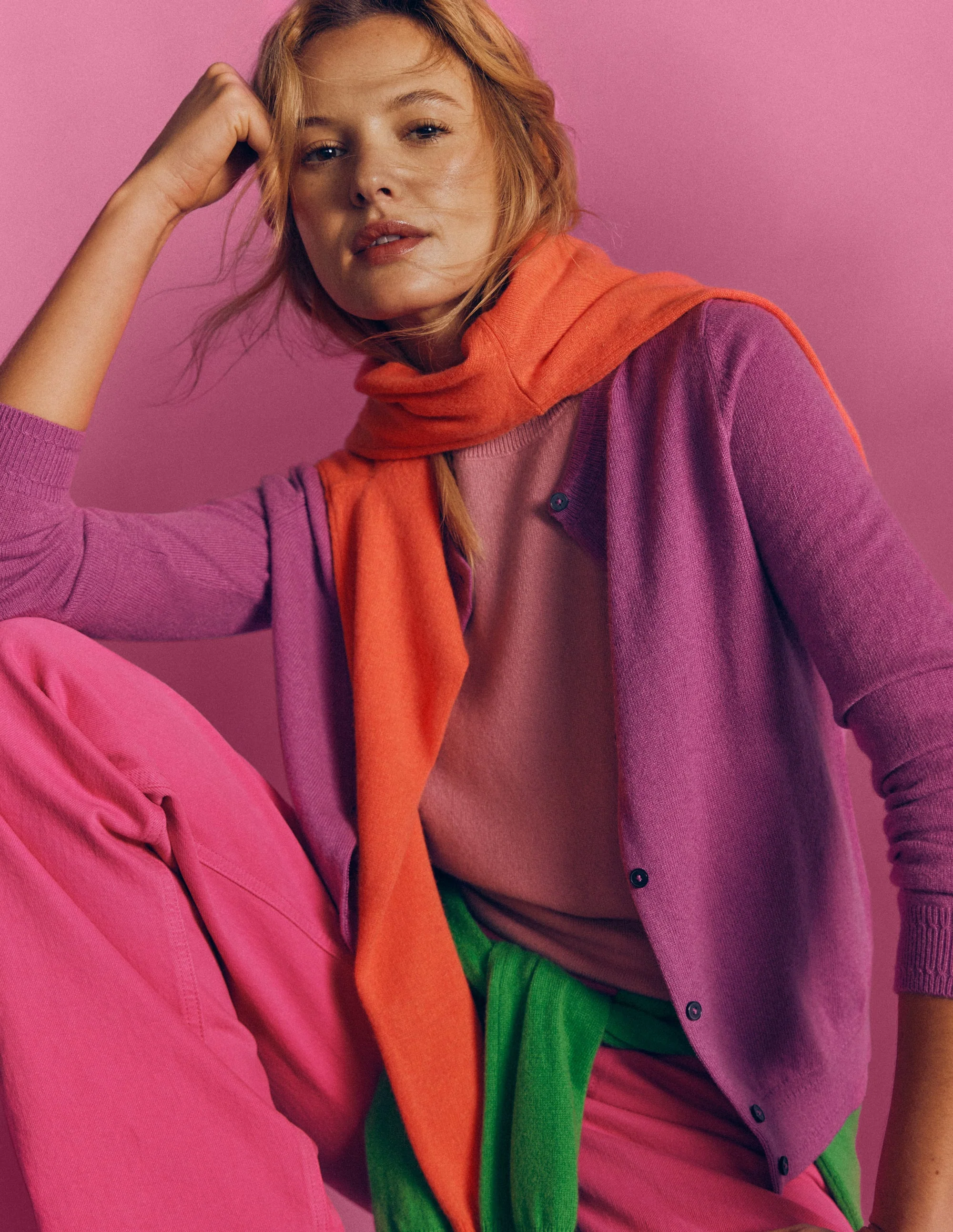 Eva Cashmere Crew Cardigan-Clover Purple - Image 5