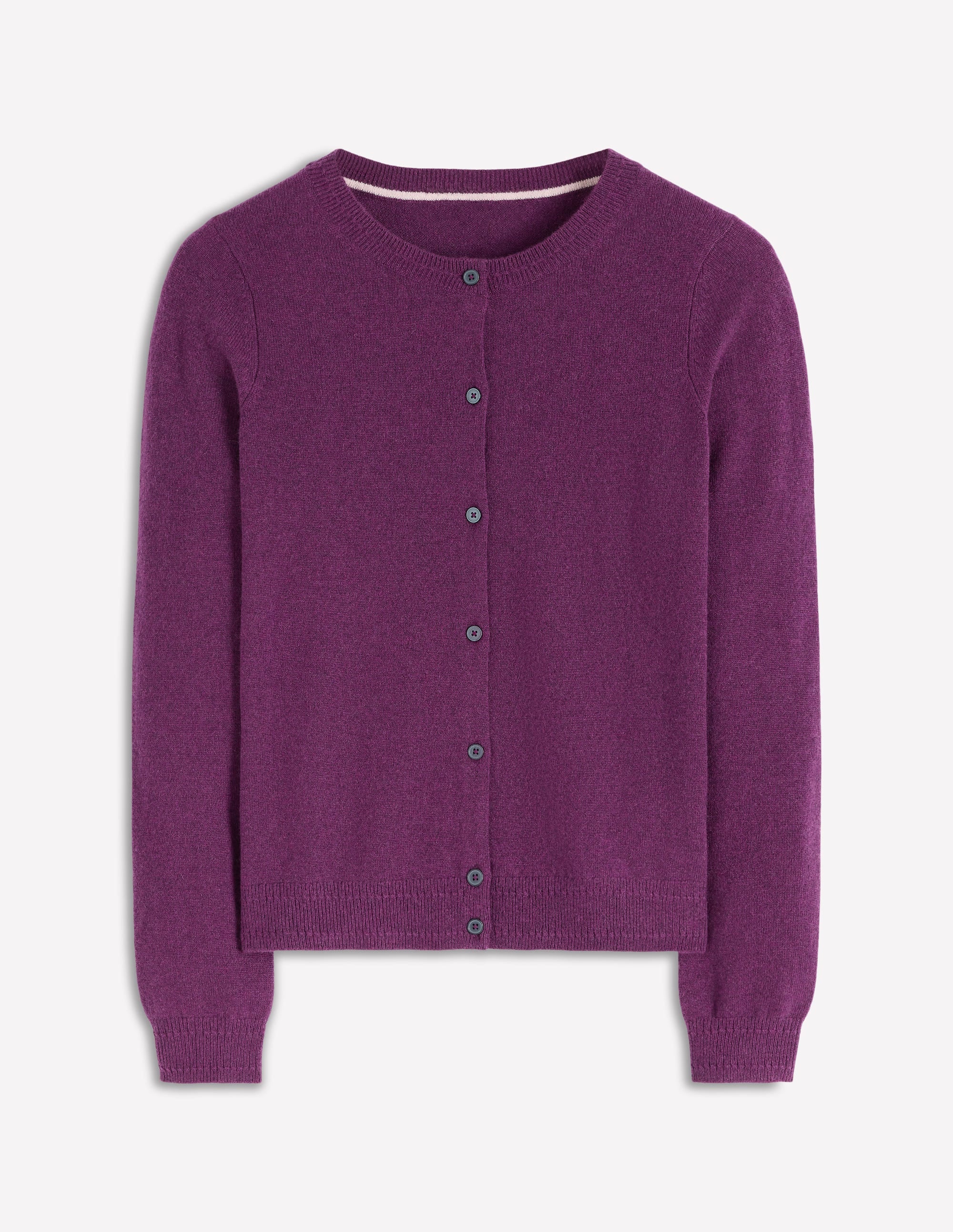 Eva Cashmere Crew Cardigan-Plum Melange - Image 6