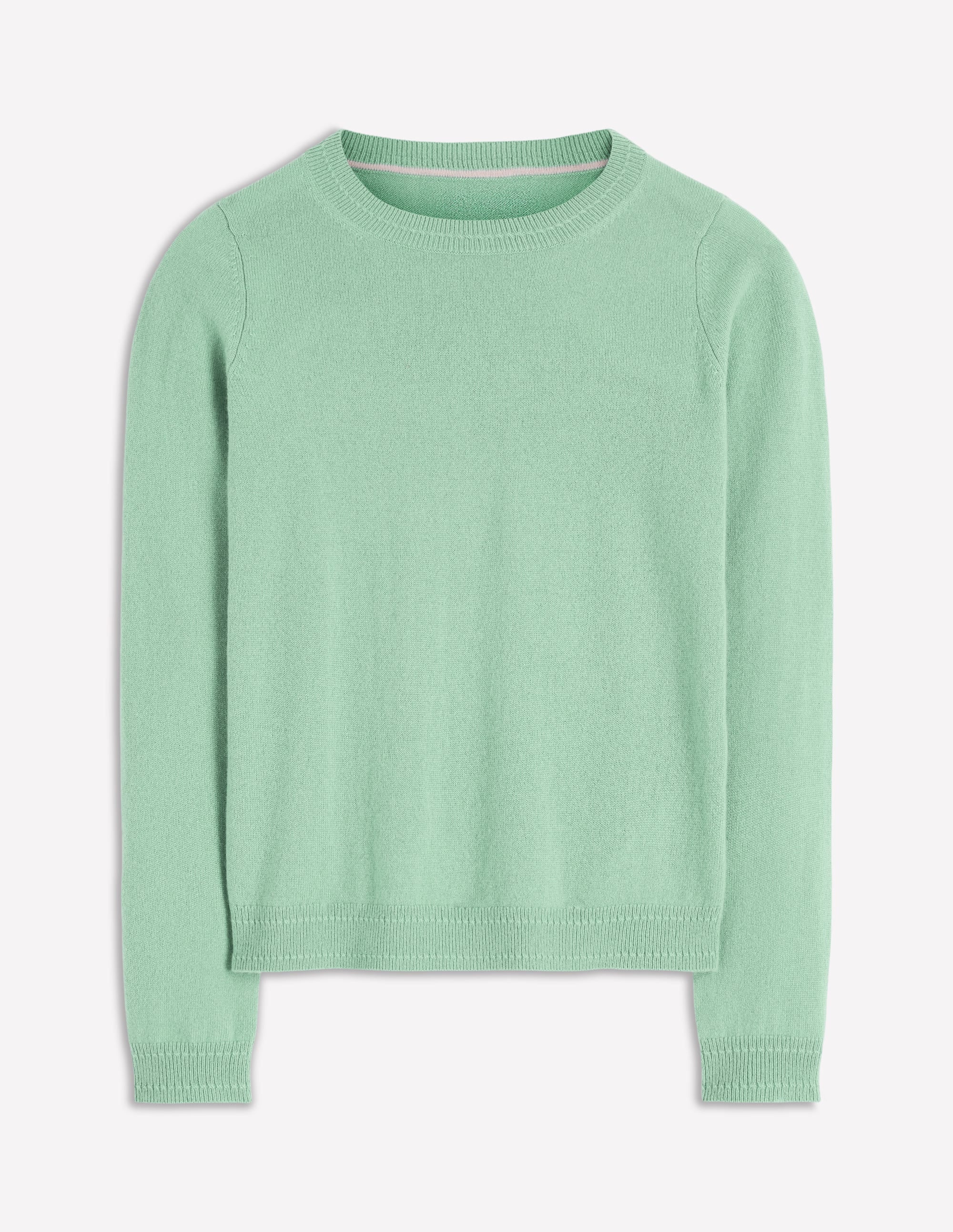 Eva Cashmere Crew Neck Jumper-Celadon Blue - Image 5