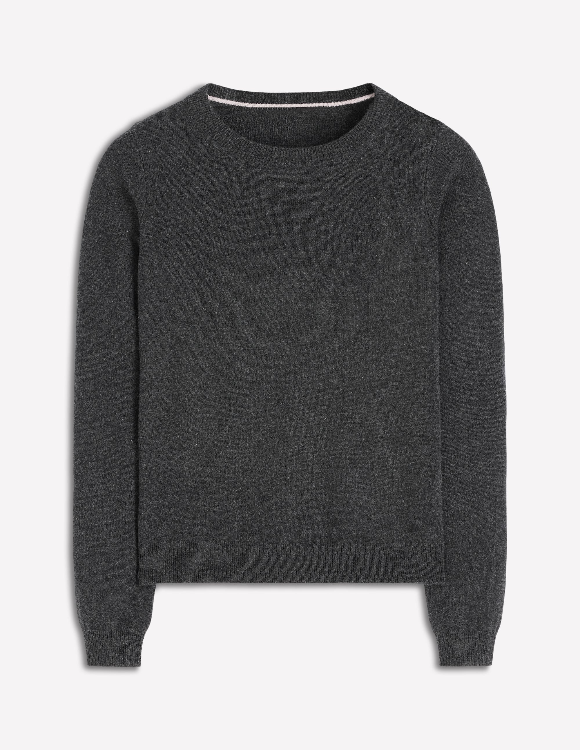 Eva Cashmere Crew Neck Jumper-Charcoal Melange - Image 5