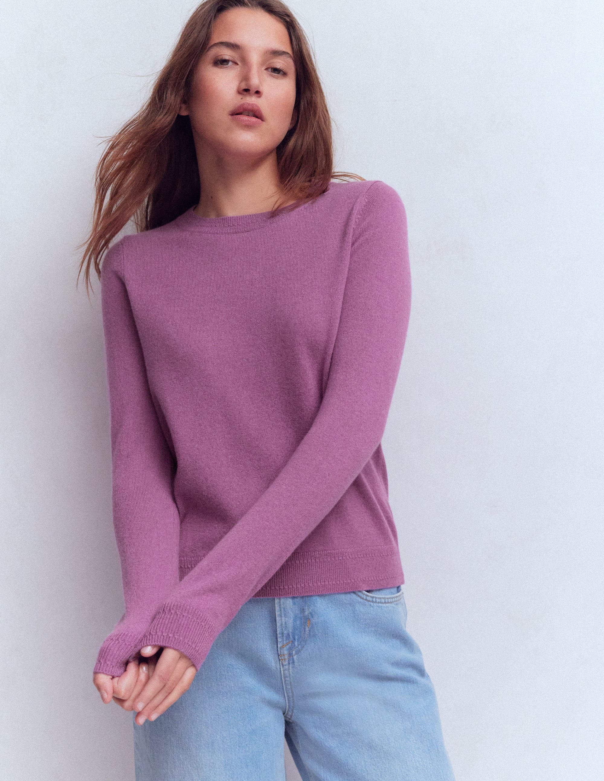 Eva Cashmere Crew Neck Jumper-Clover Purple - Image 5