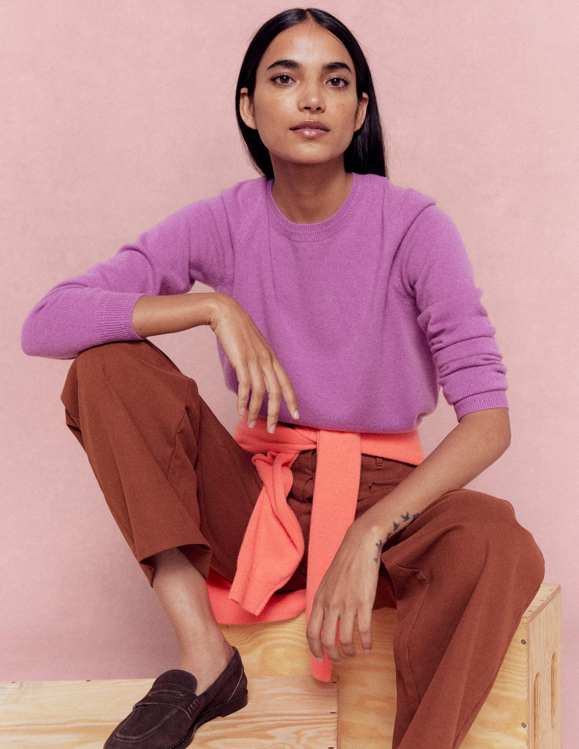 Eva Cashmere Crew Neck Jumper-Clover Purple - Image 6
