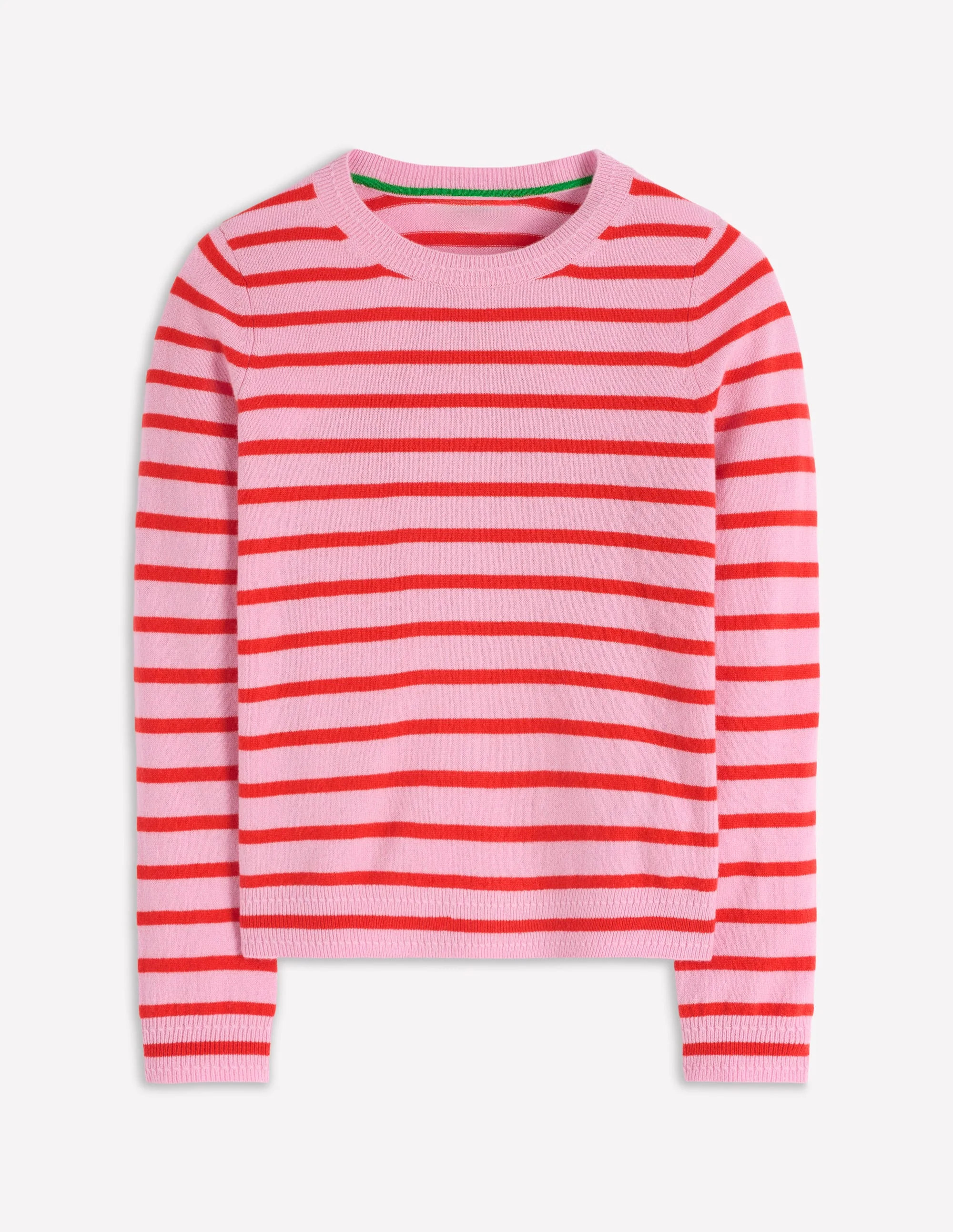 Eva Cashmere Crew Neck Jumper-Pink/ Orange Stripe - Image 5