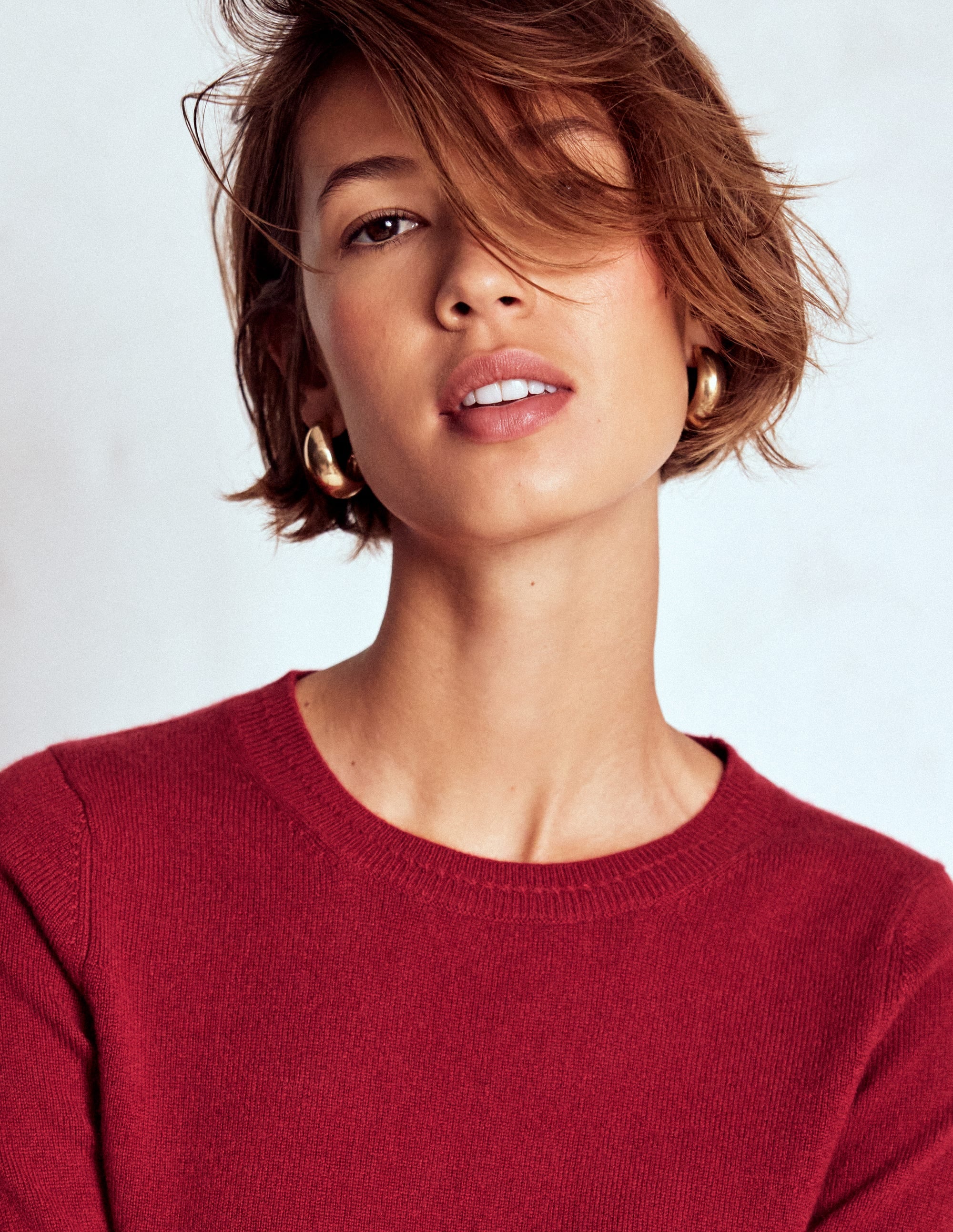 Eva Cashmere Crew Neck Jumper-Red Liquorice