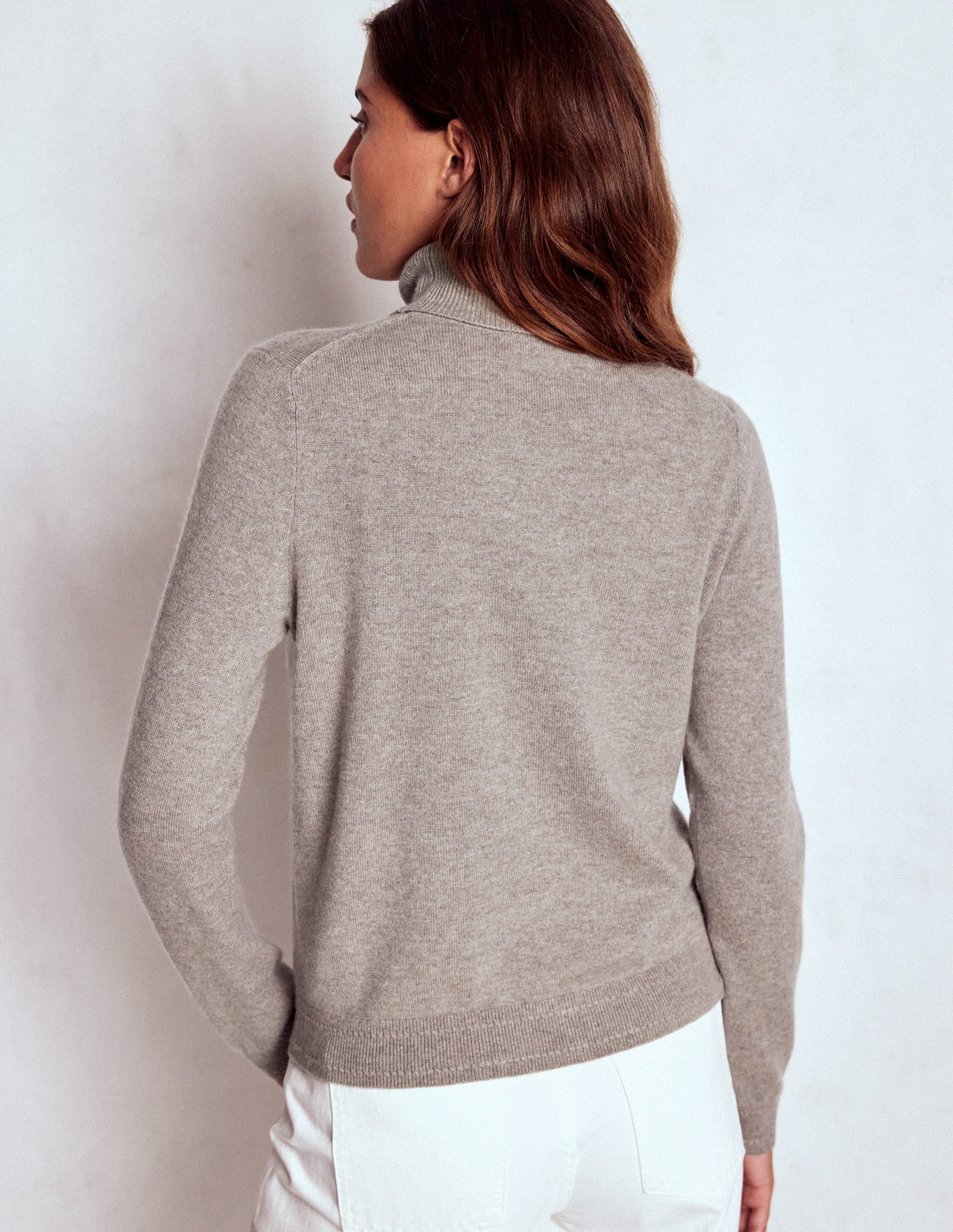 Eva Cashmere Roll Neck Jumper-Mink Melange - Image 3