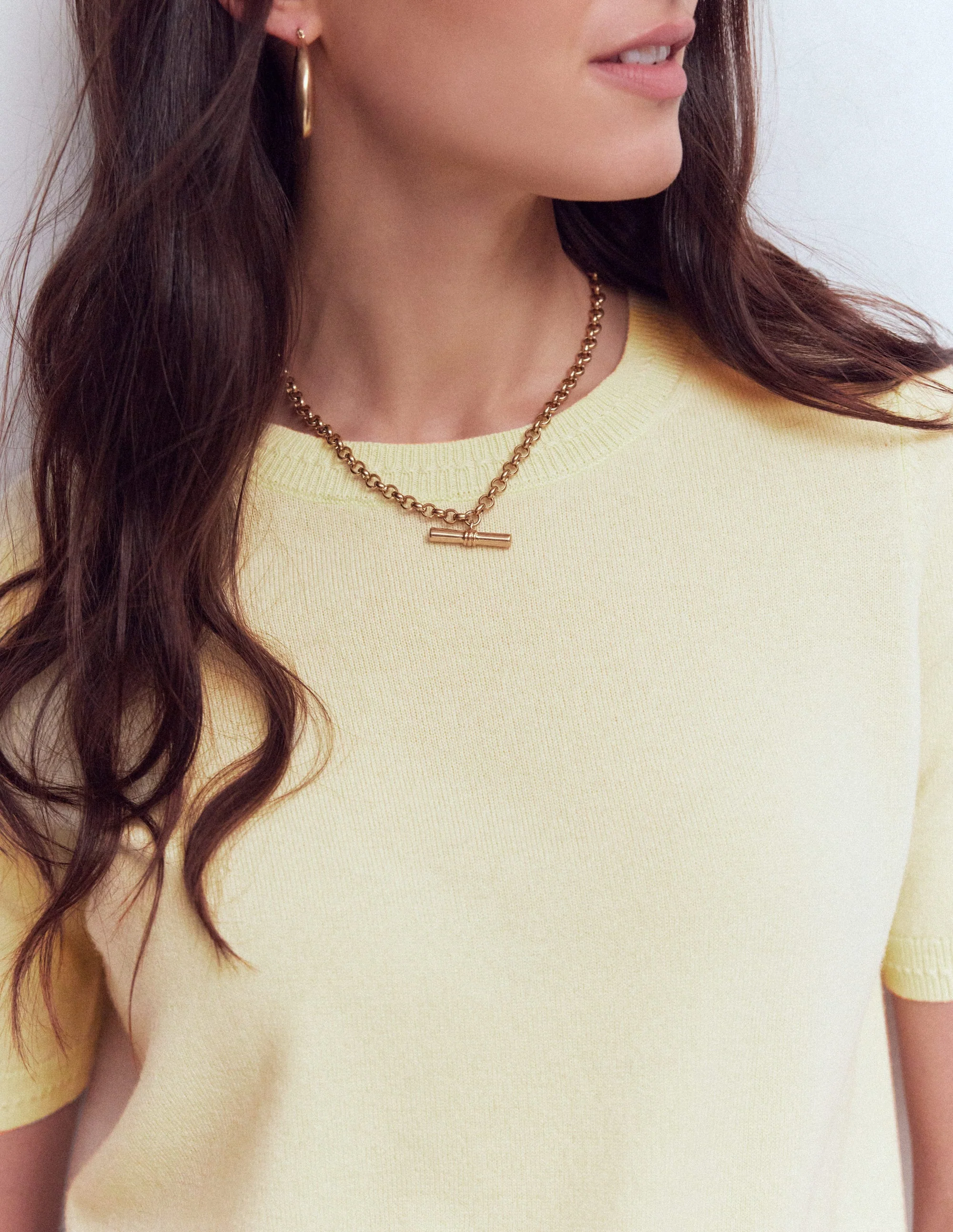 Eva Cashmere T-Shirt-Sandstone Yellow - Image 2