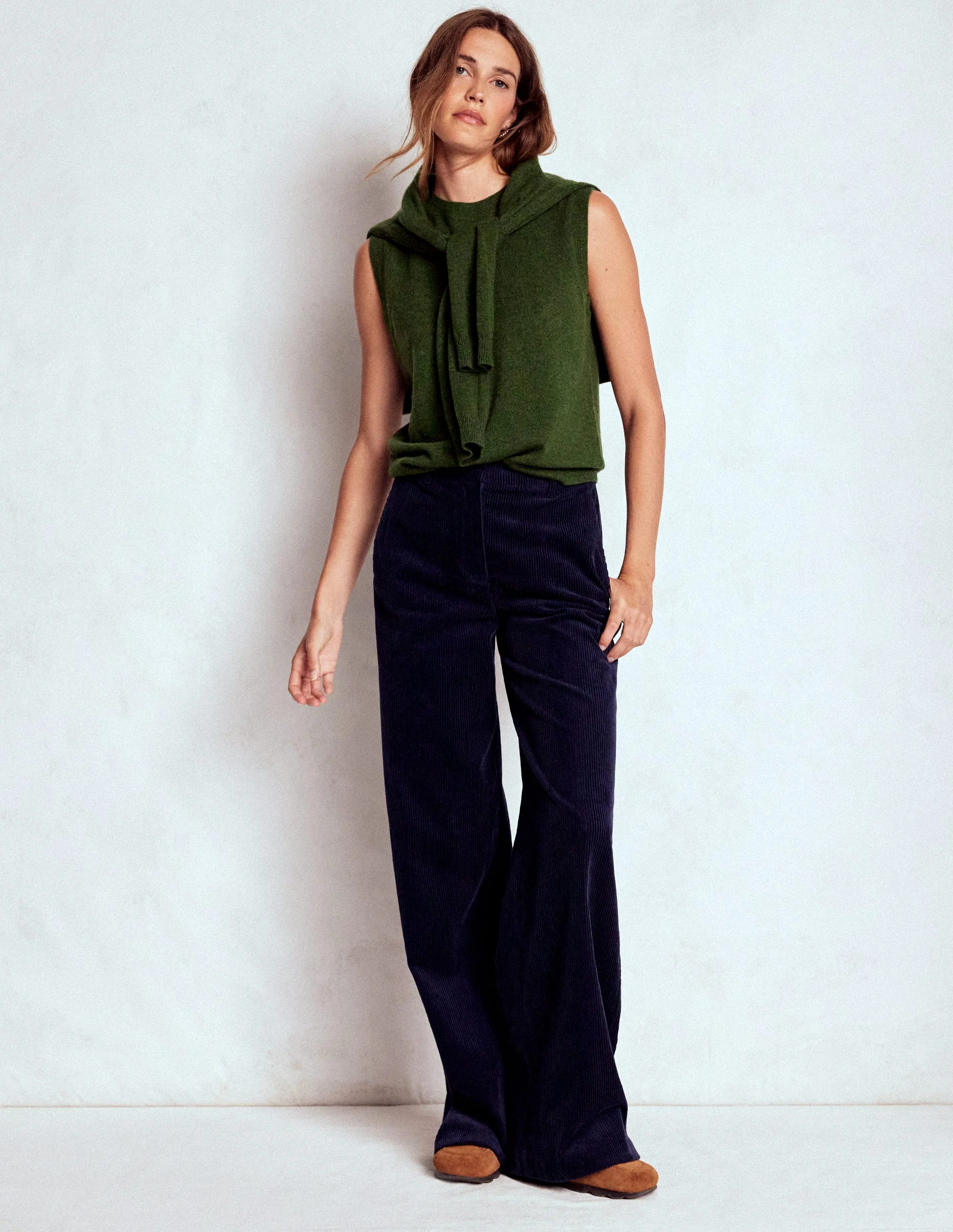 Eva Cashmere Tank-Leaf Green Melange - Image 5