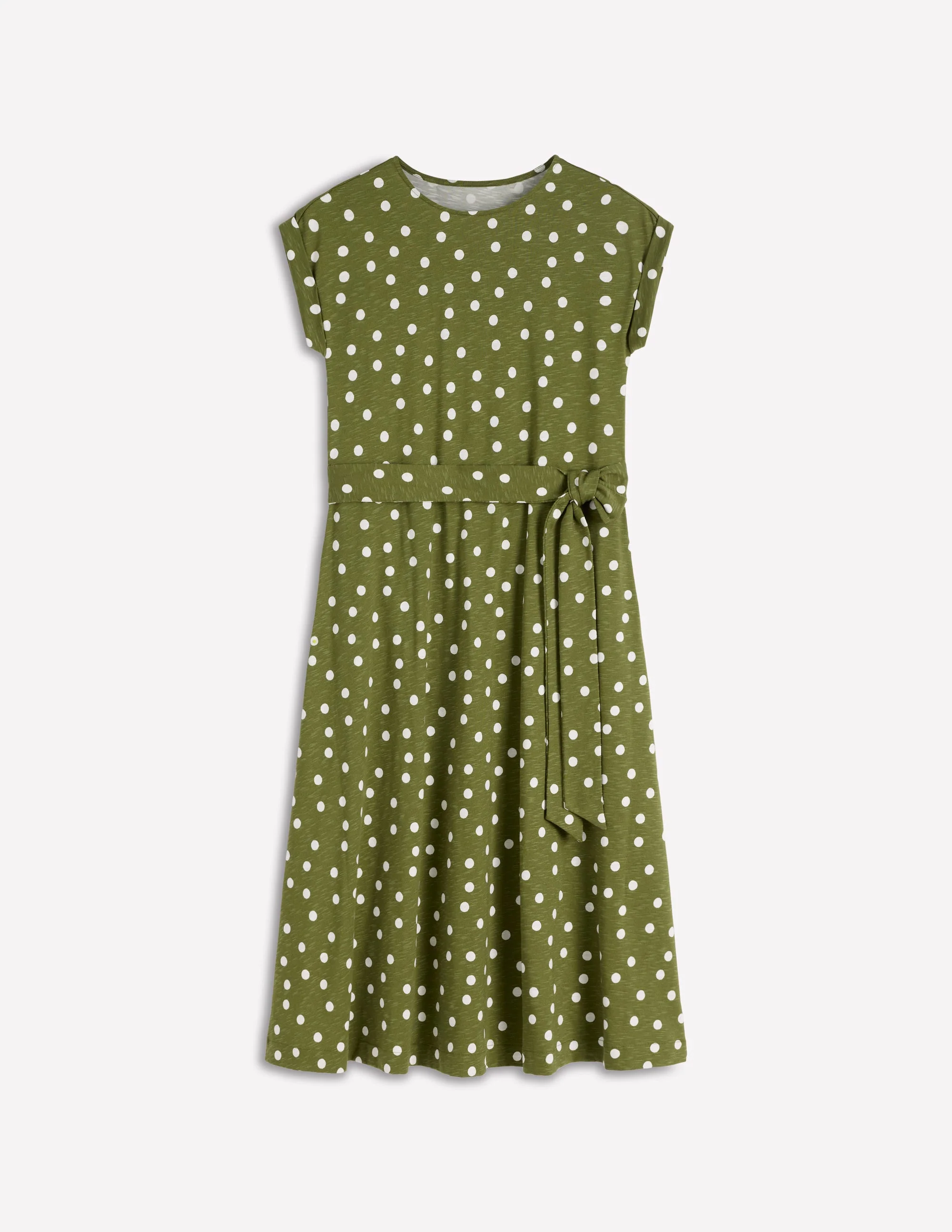 Eve Jersey Midi Dress-Olive, Painted Dot Spaced - Image 6
