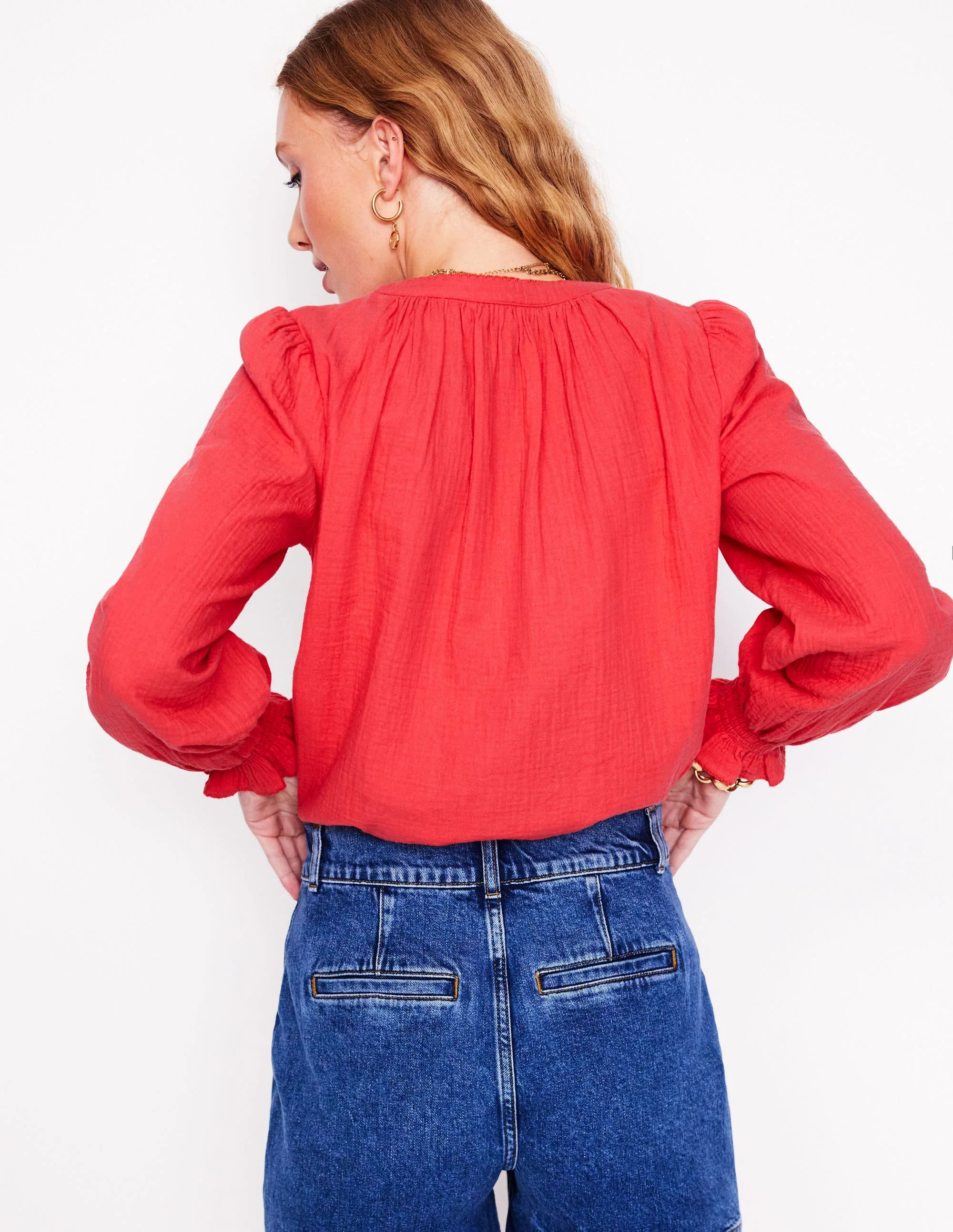 Evie Double Cloth Top-Jam Red - Image 3