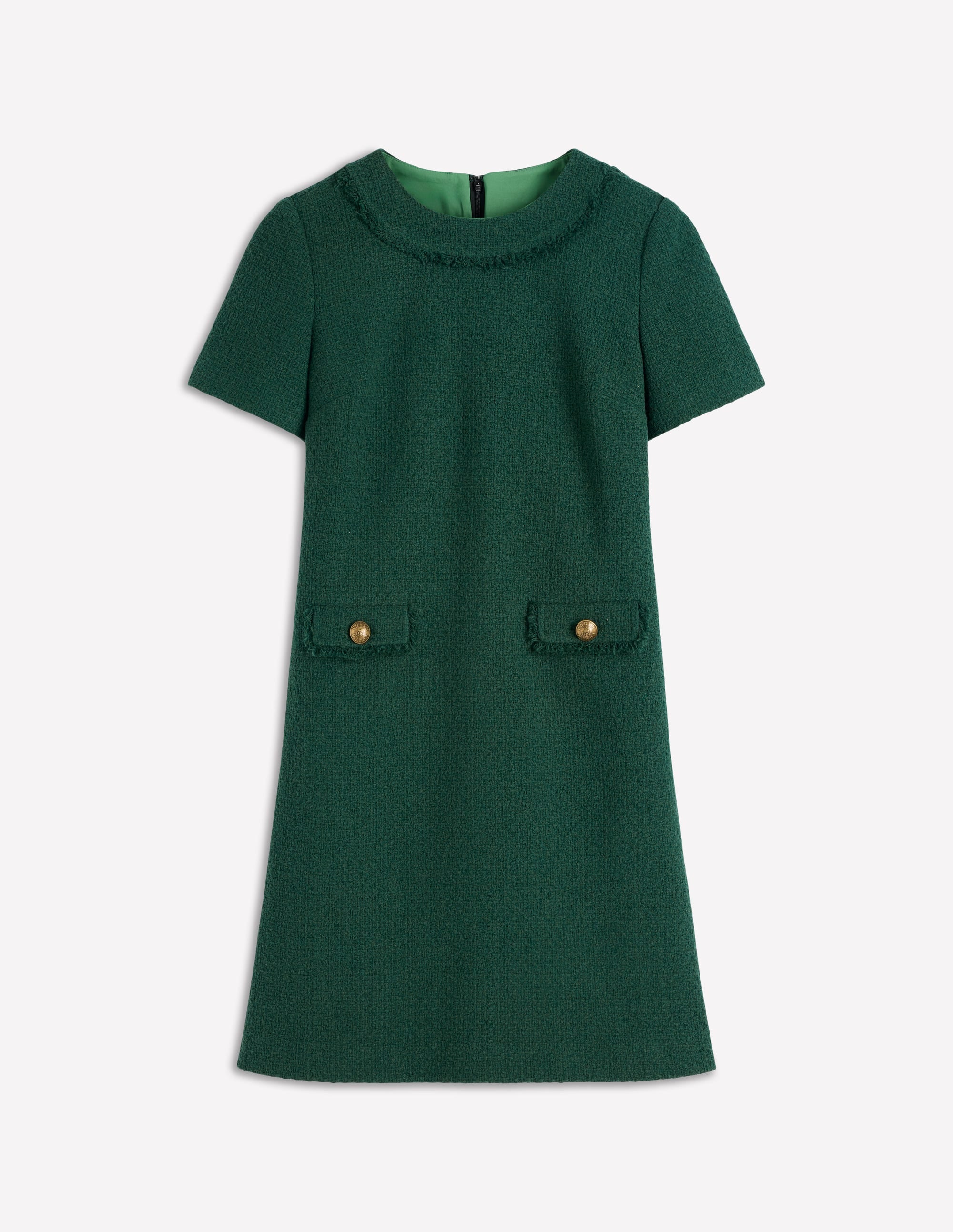 Evita Cotton Shift Dress-Hunter Green - Image 5