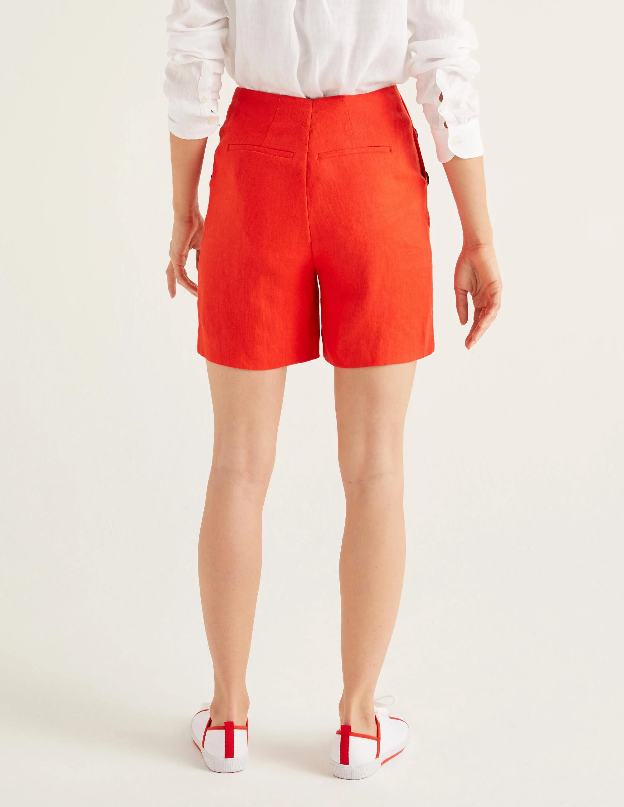 Falmouth Linen Shorts-Orange Sunset - Image 3