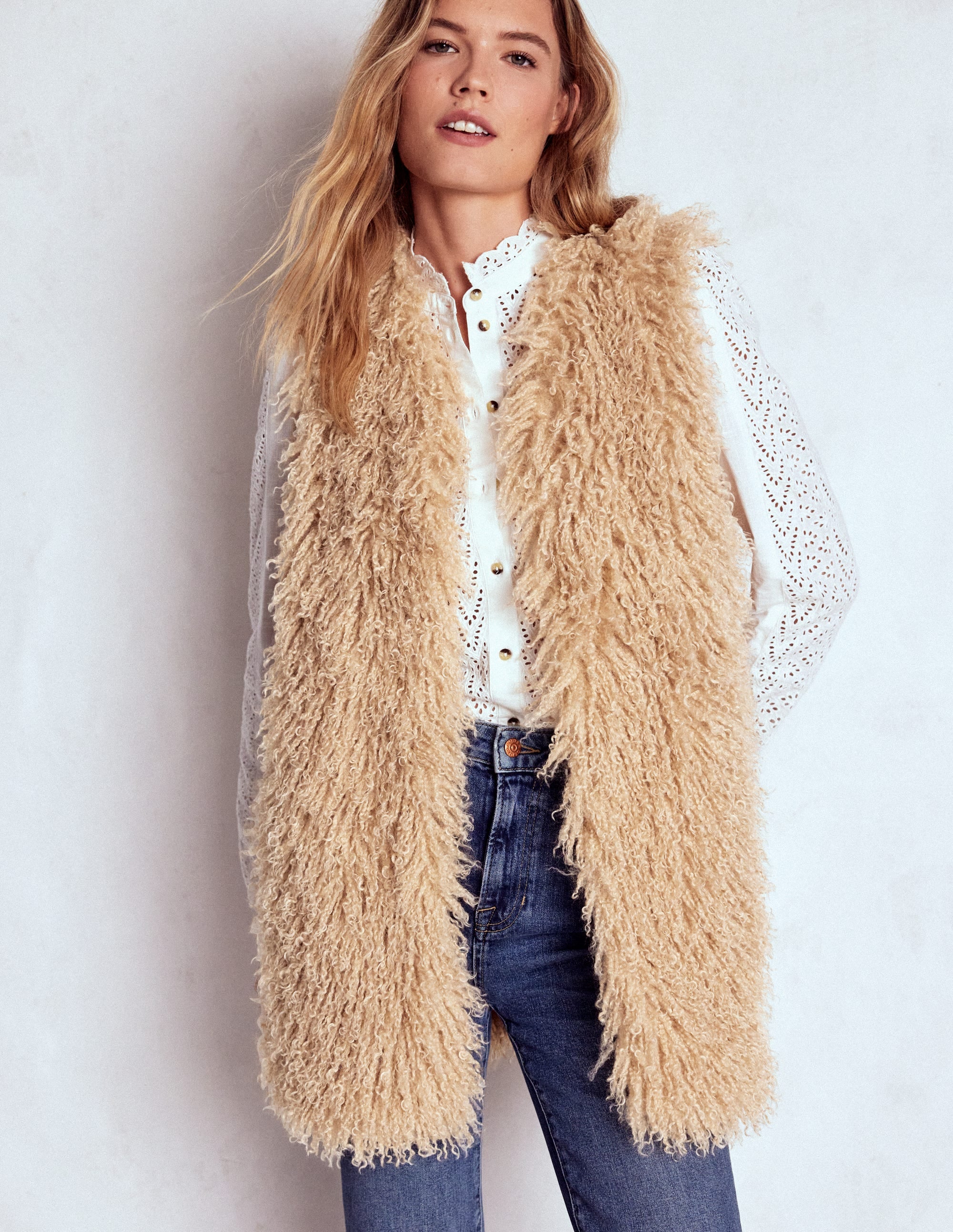 Faux Fur Long Gilet-Sand Dune, Fur - Image 6