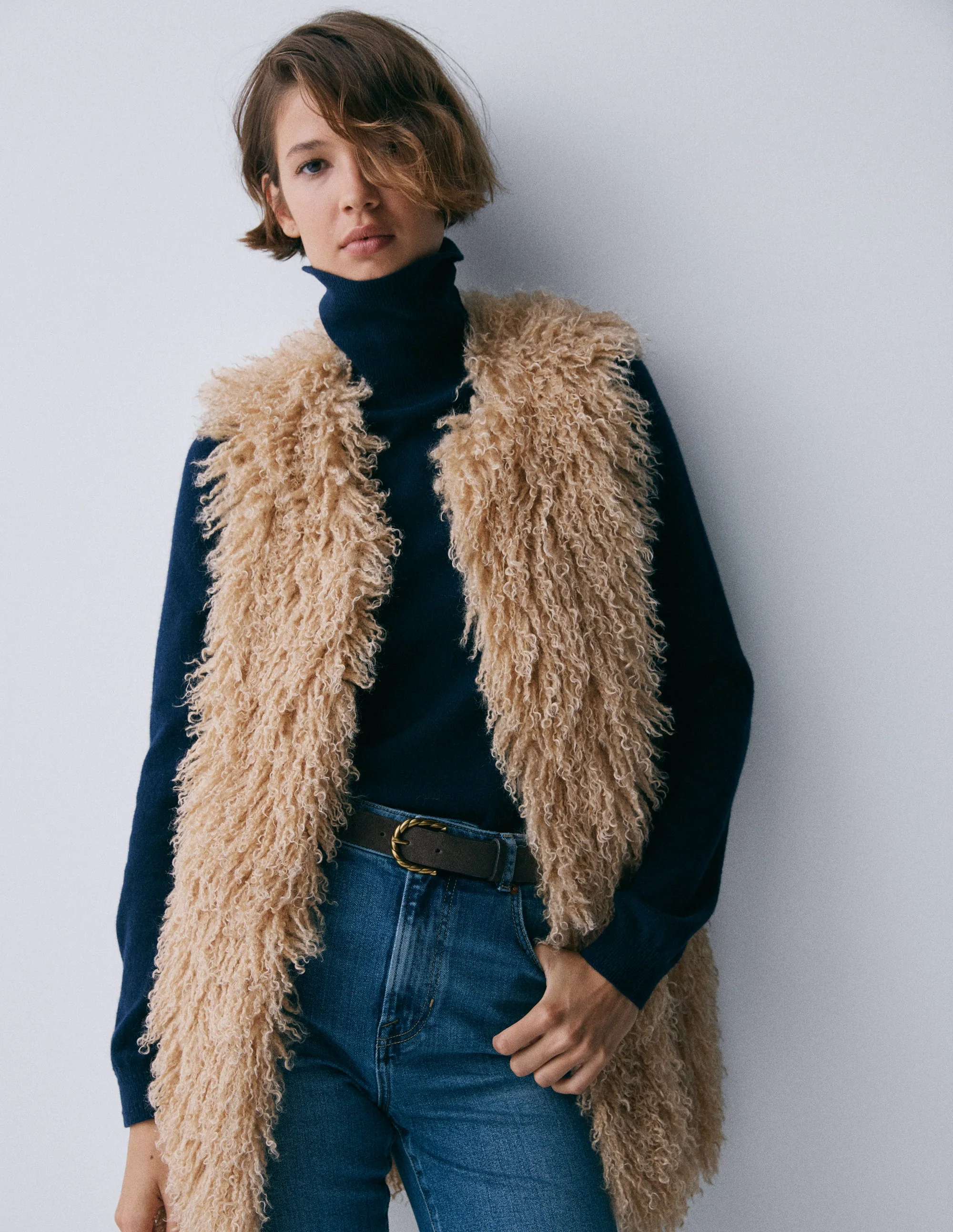 Faux Fur Long Gilet-Sand Dune, Fur - Image 7
