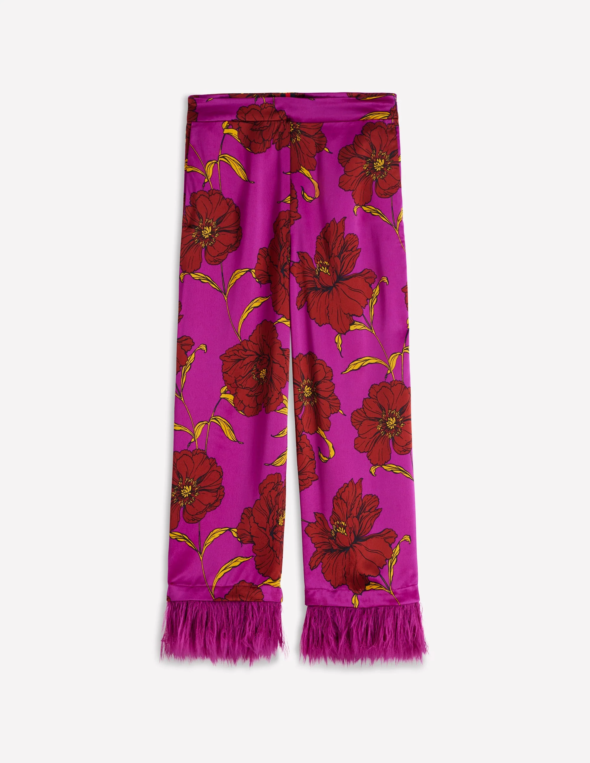 Feather Trim Trousers-Regal Purple, Peony Bloom - Image 8