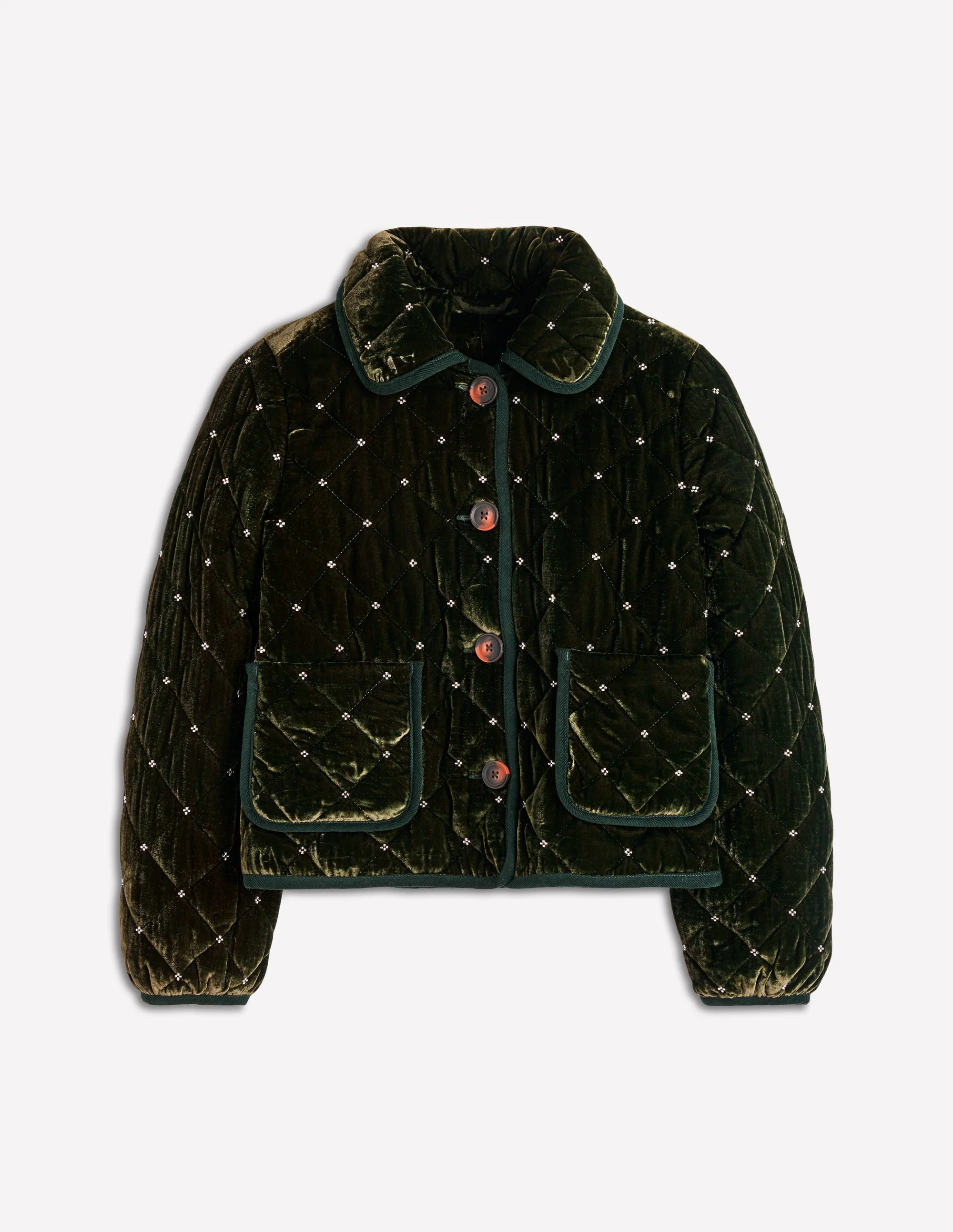 Fitzrovia Quilted Jacket-Kale Leaf, Beads - Image 6