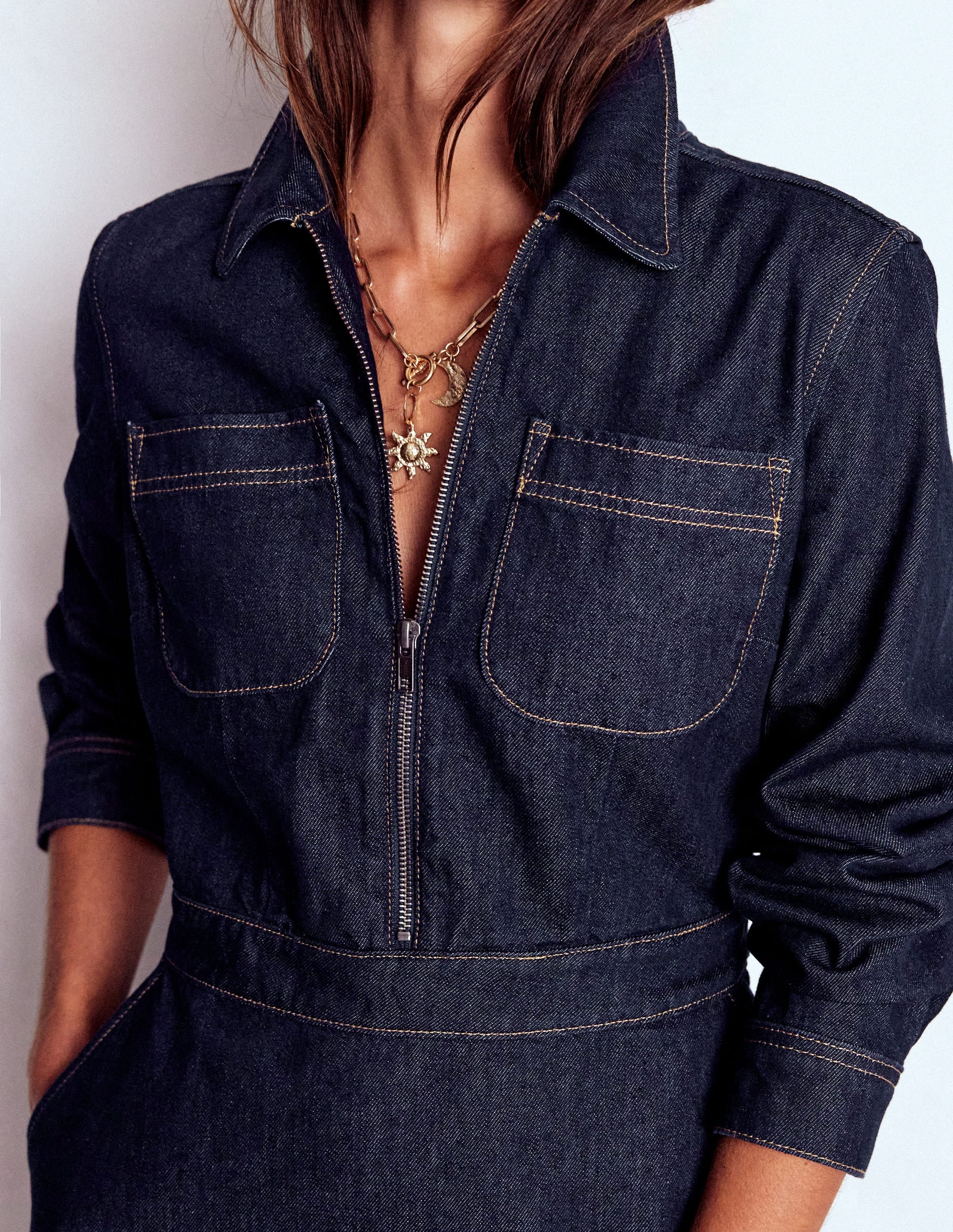 Flippy Denim Shirt Dress-Indigo Denim - Image 2